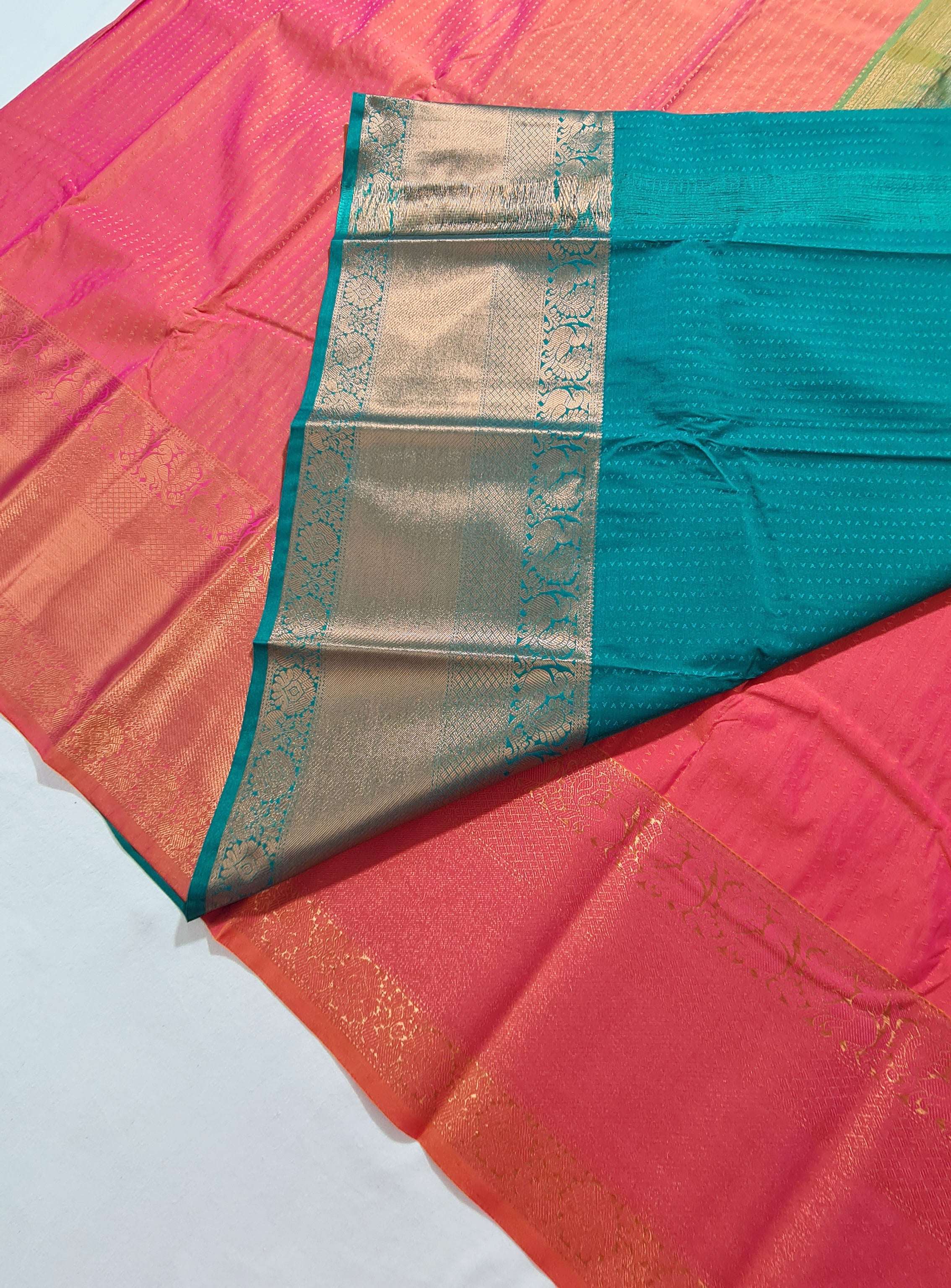 Kanchi Vegan Silk Saree With Contrast Blouse and Rich Jari Pallu