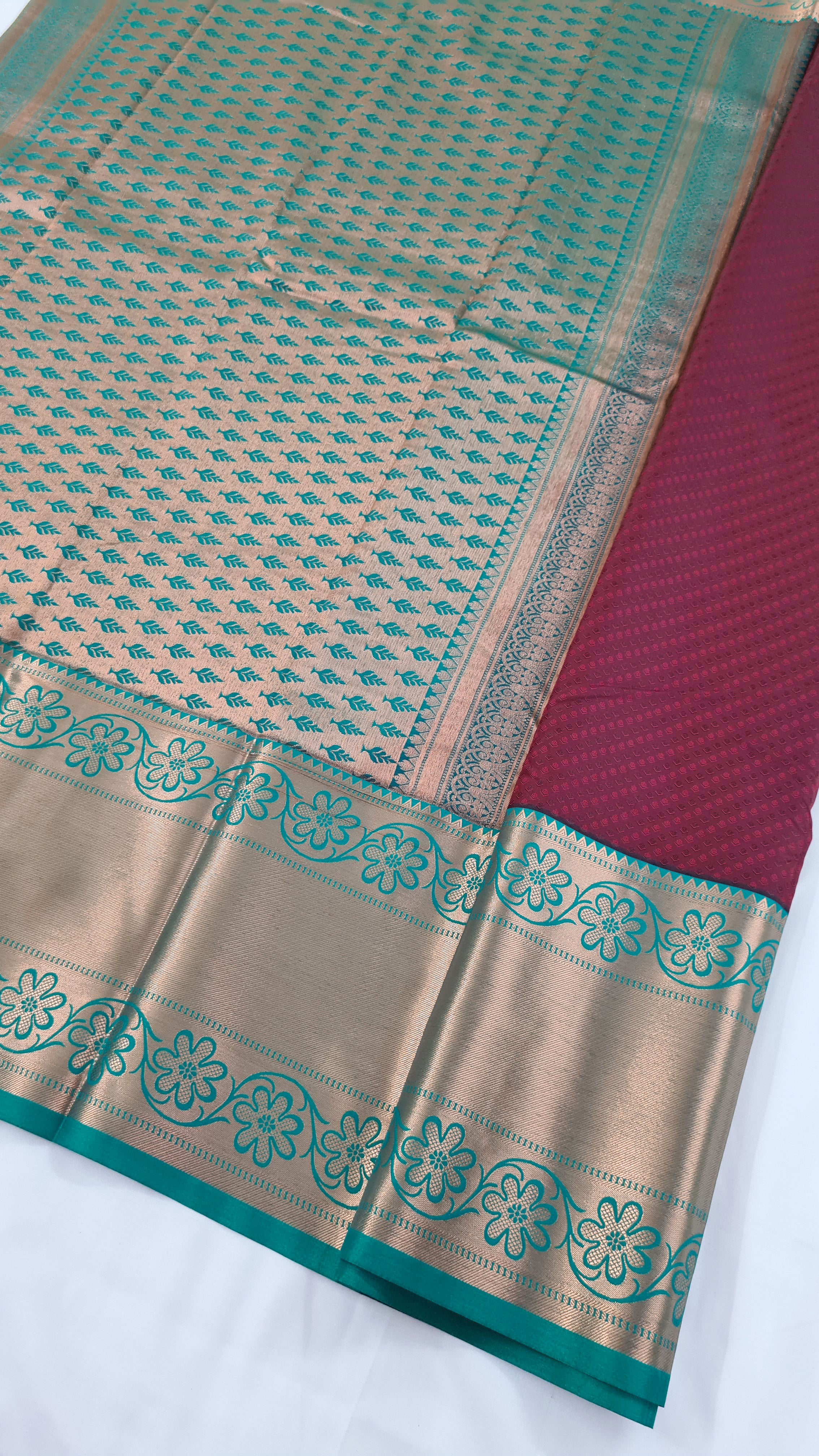 Kanchi Vegan Silk Saree with Contrast Blouse and Rich Jari Pallu