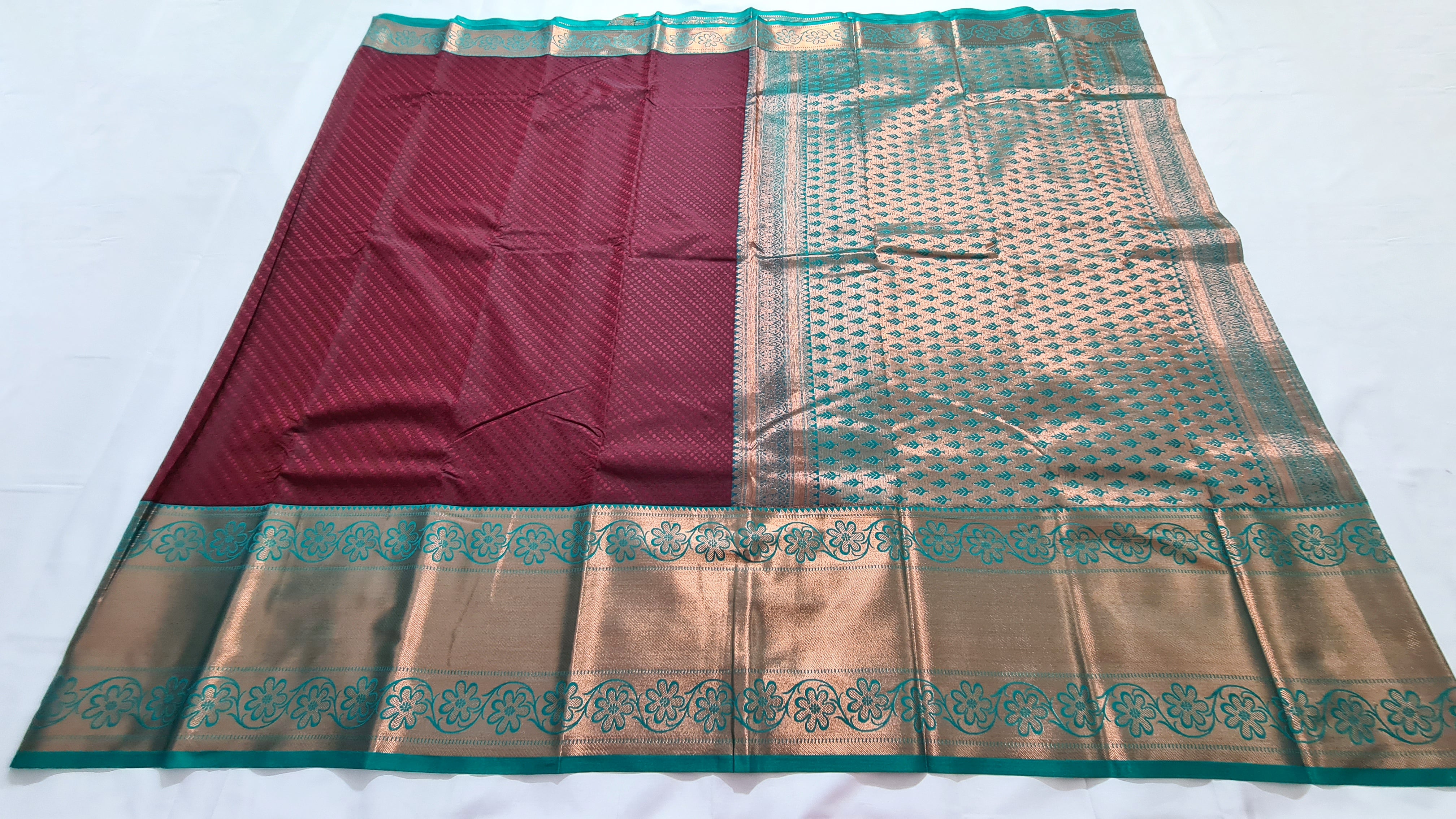 Kanchi Vegan Silk Saree with Contrast Blouse and Rich Jari Pallu