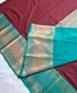 Kanchi Vegan Silk Saree with Contrast Blouse and Rich Jari Pallu