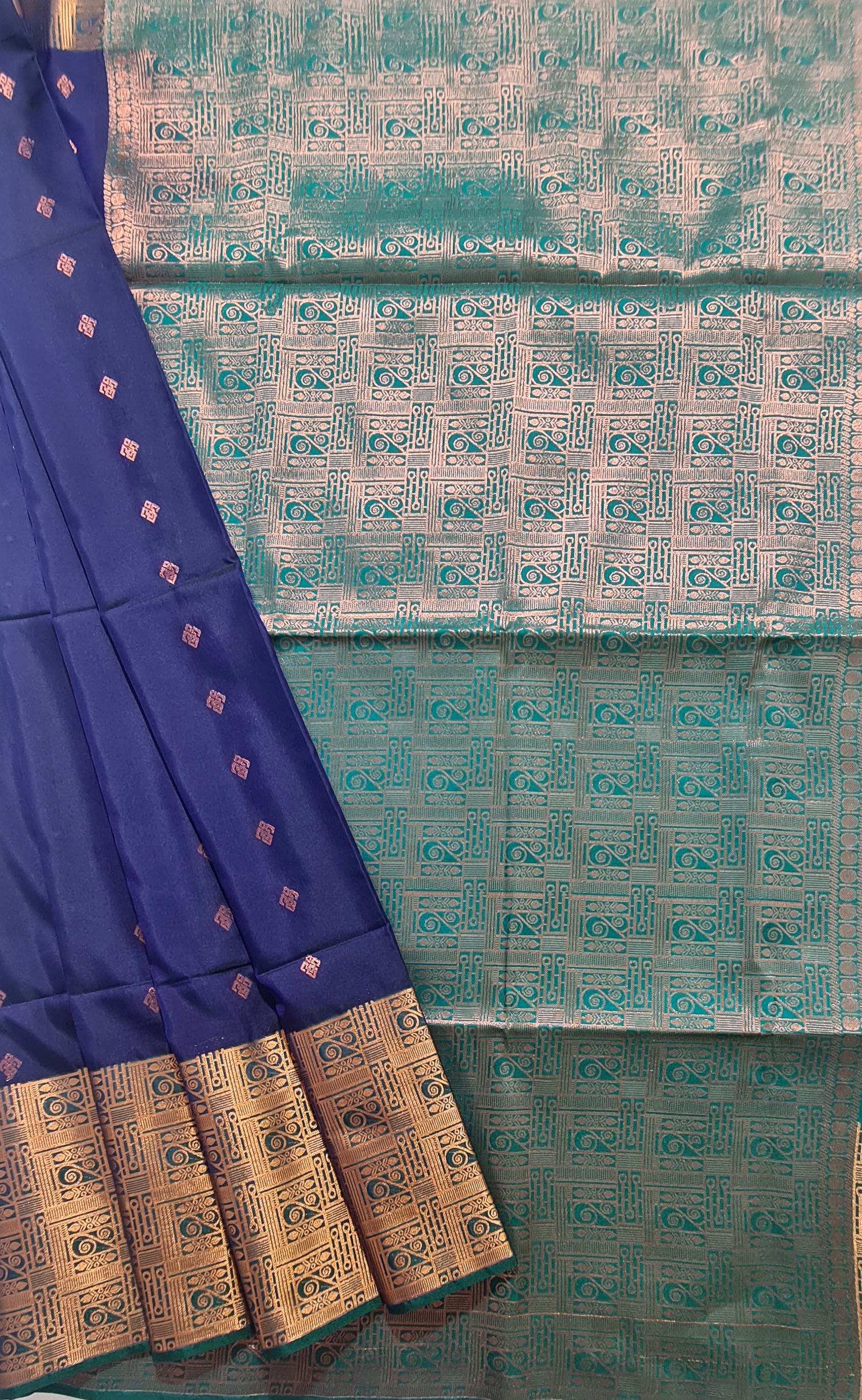 Kanchi Vegan Silk Saree With Contrast Blouse and Rich Jari Pallu