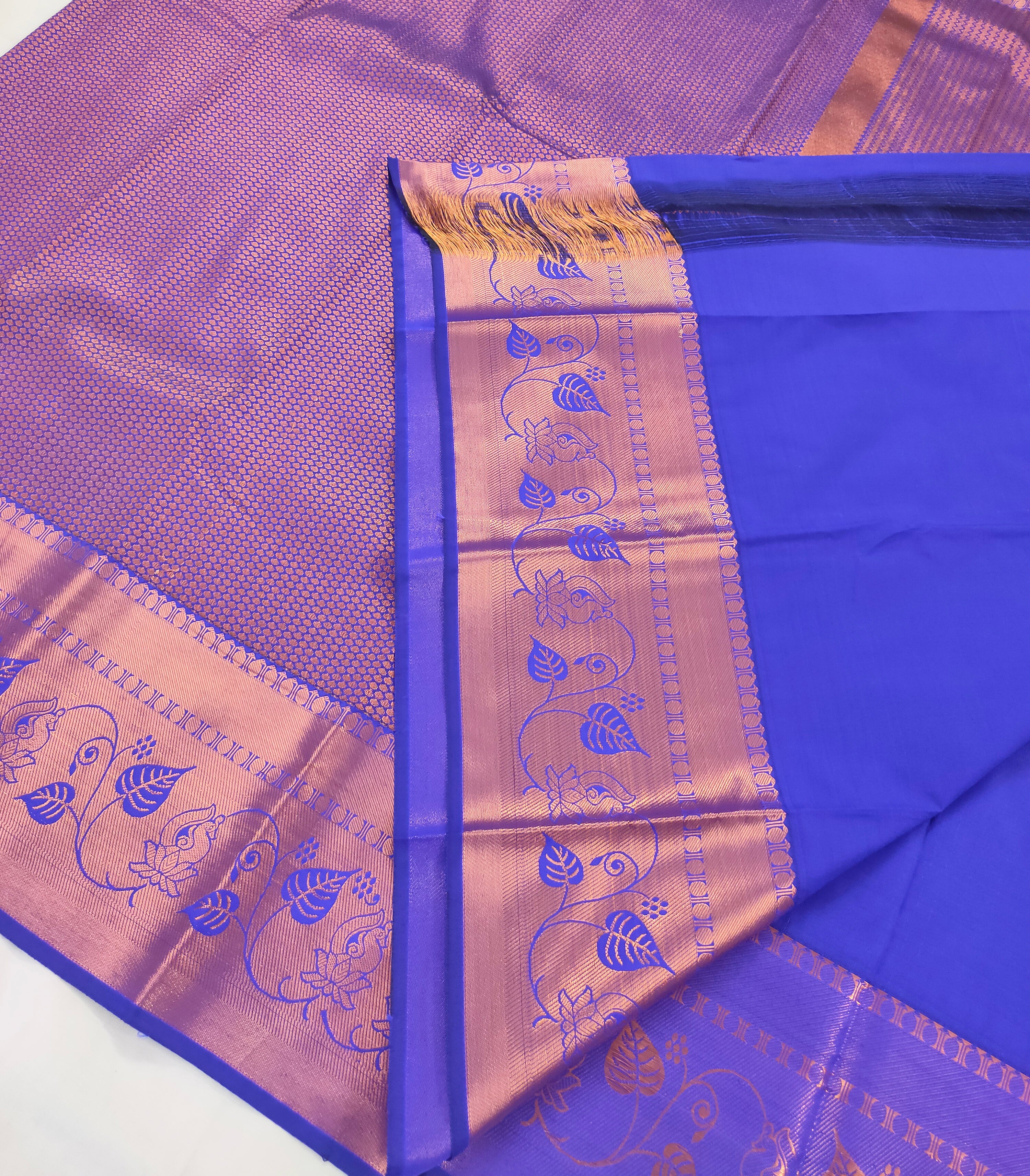 Kanchi Vegan Silk Saree with Contrast Blouse and Rich Jari Pallu