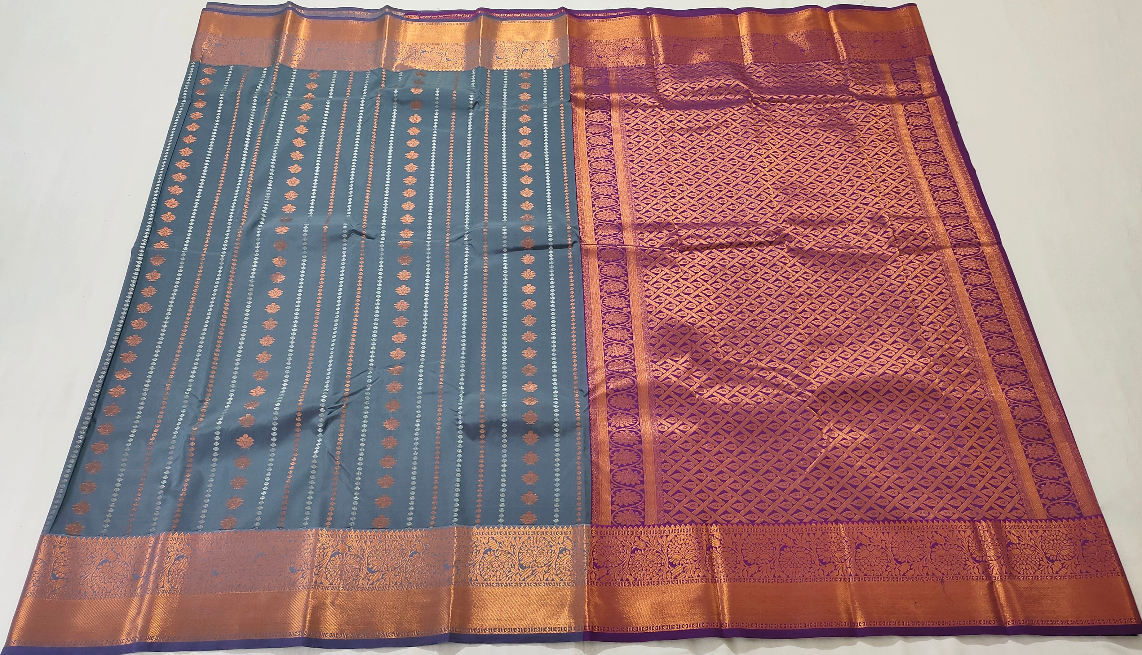 Kanchi Vegan Silk Saree With Contrast Blouse and Rich Jari Pallu
