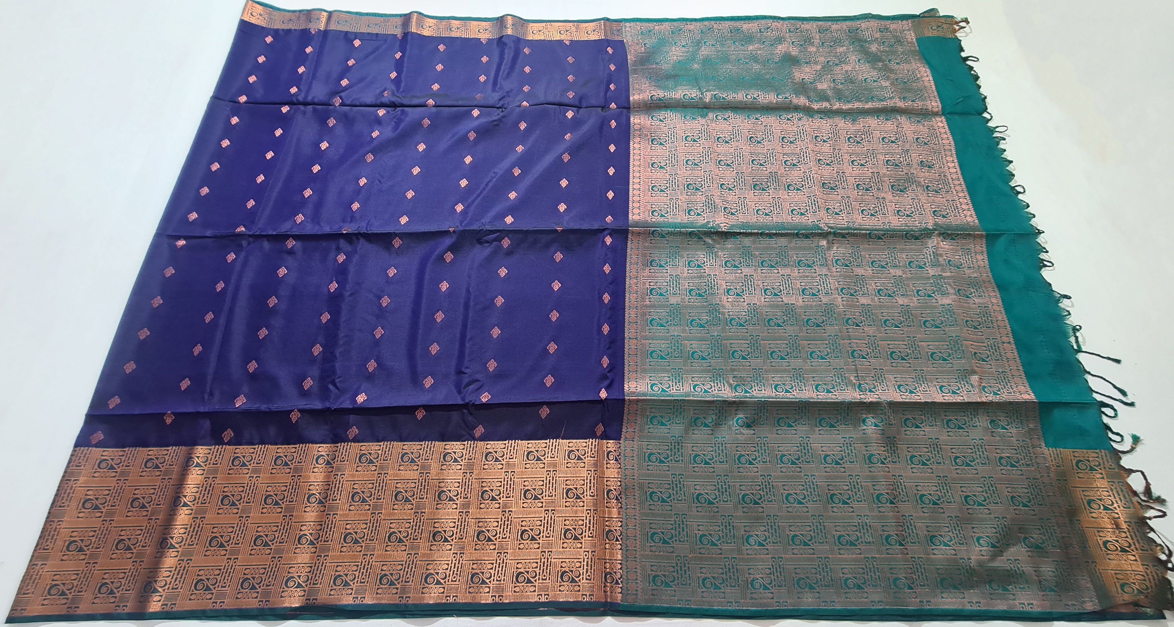 Kanchi Vegan Silk Saree With Contrast Blouse and Rich Jari Pallu