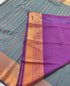 Kanchi Vegan Silk Saree With Contrast Blouse and Rich Jari Pallu