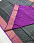 Kanchi Vegan Silk Saree With Contrast Blouse and Rich Jari Pallu