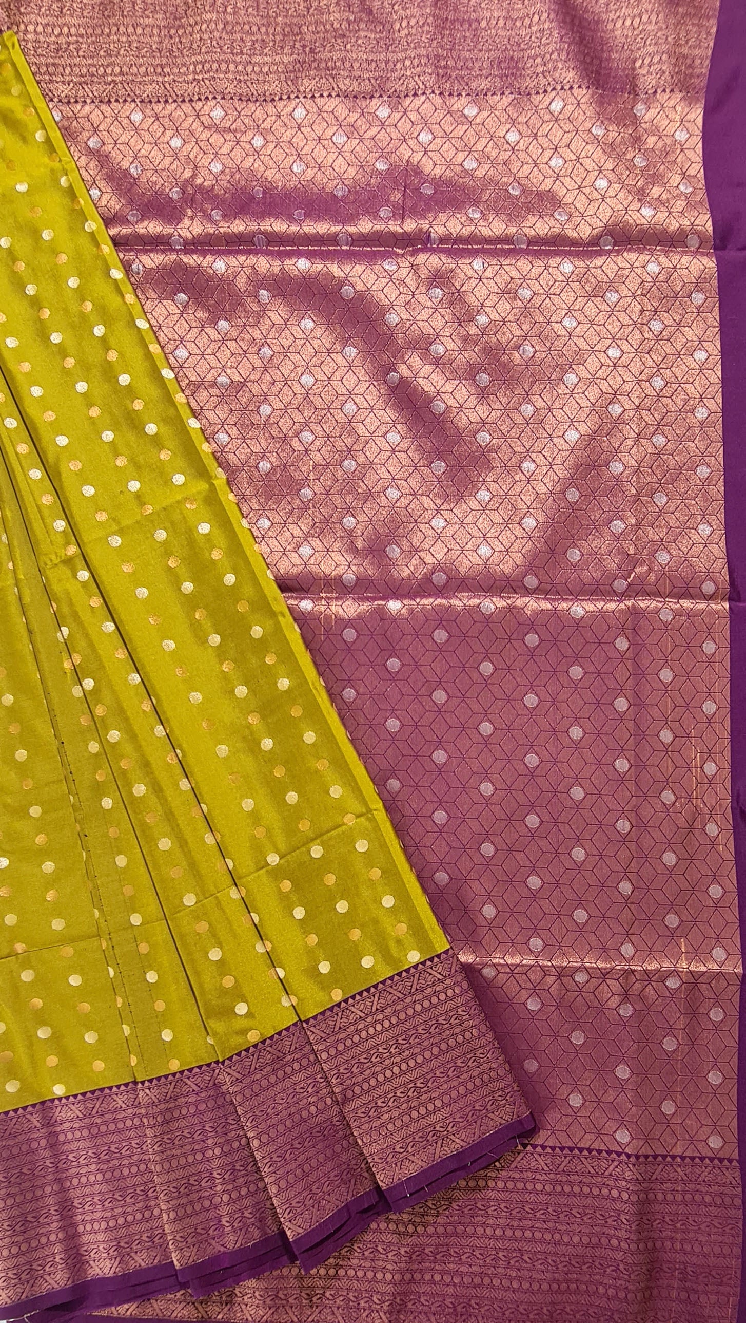 Kanchi Vegan Silk Saree With Contrast Blouse and Rich Jari Pallu