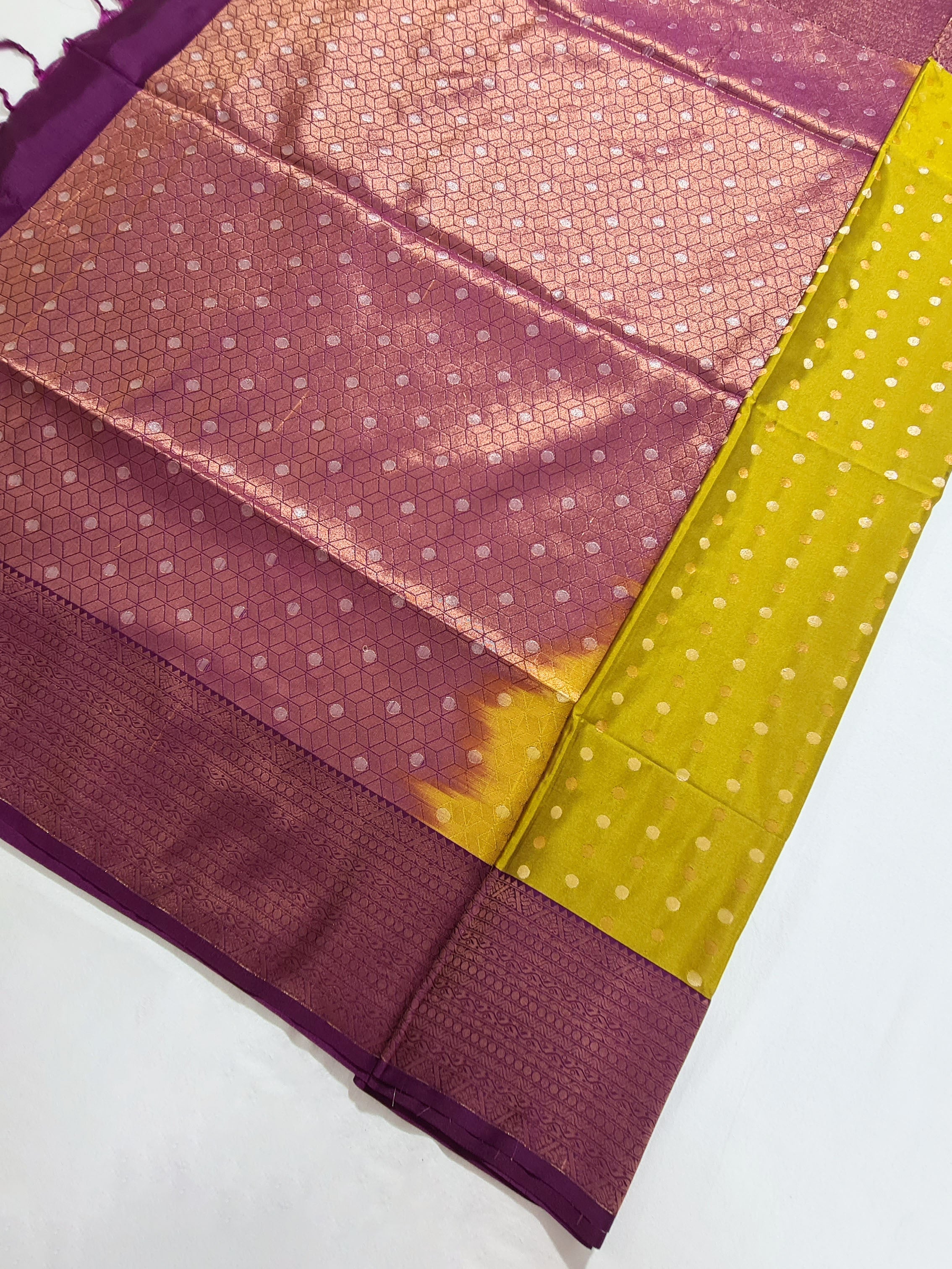 Kanchi Vegan Silk Saree With Contrast Blouse and Rich Jari Pallu
