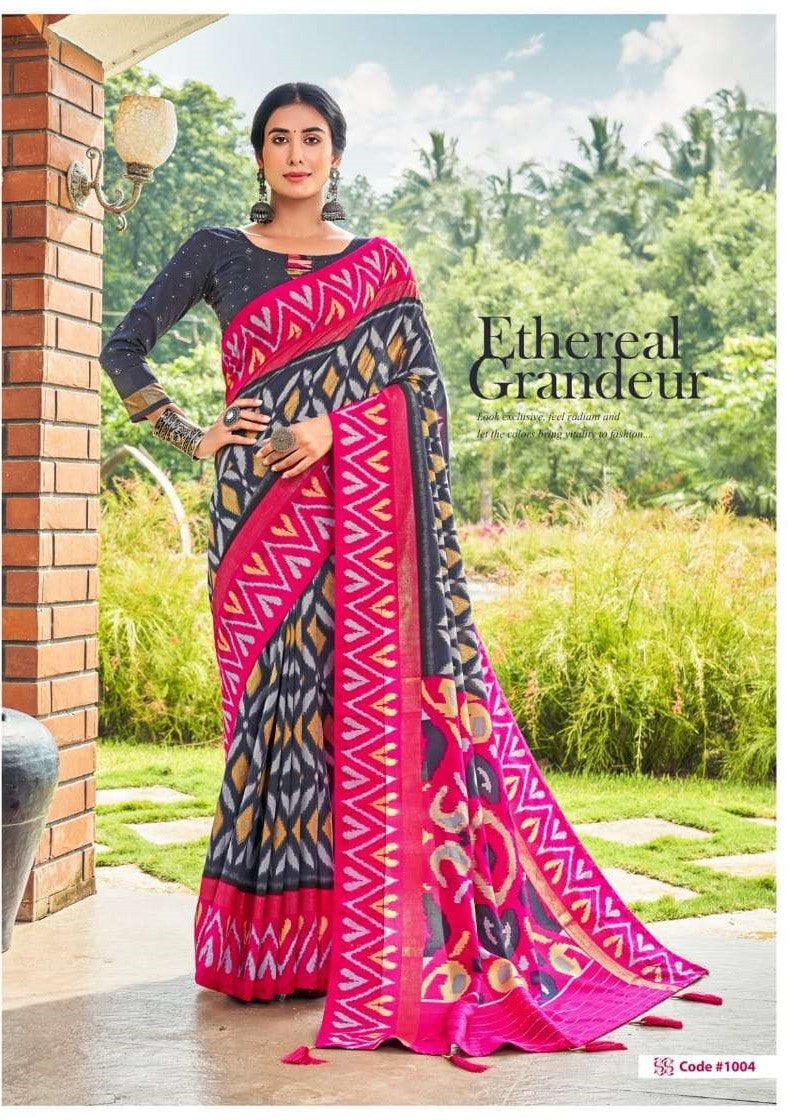 Shubh Shree Presents Sravanam Velvet Tusser Silk Sarees collection
