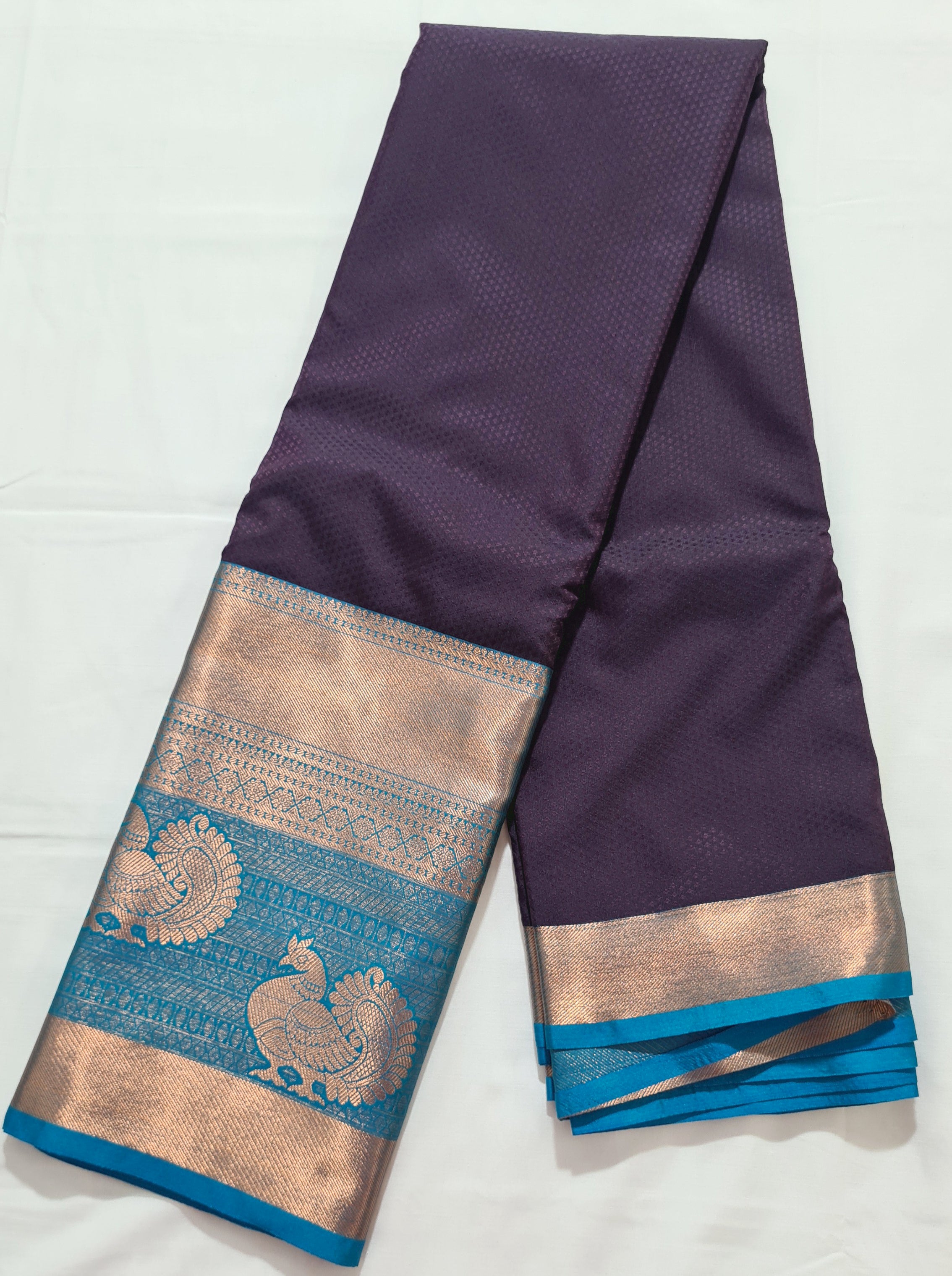 Kanchi Vegan Silk Saree with Contrast Blouse and Rich Jari Pallu
