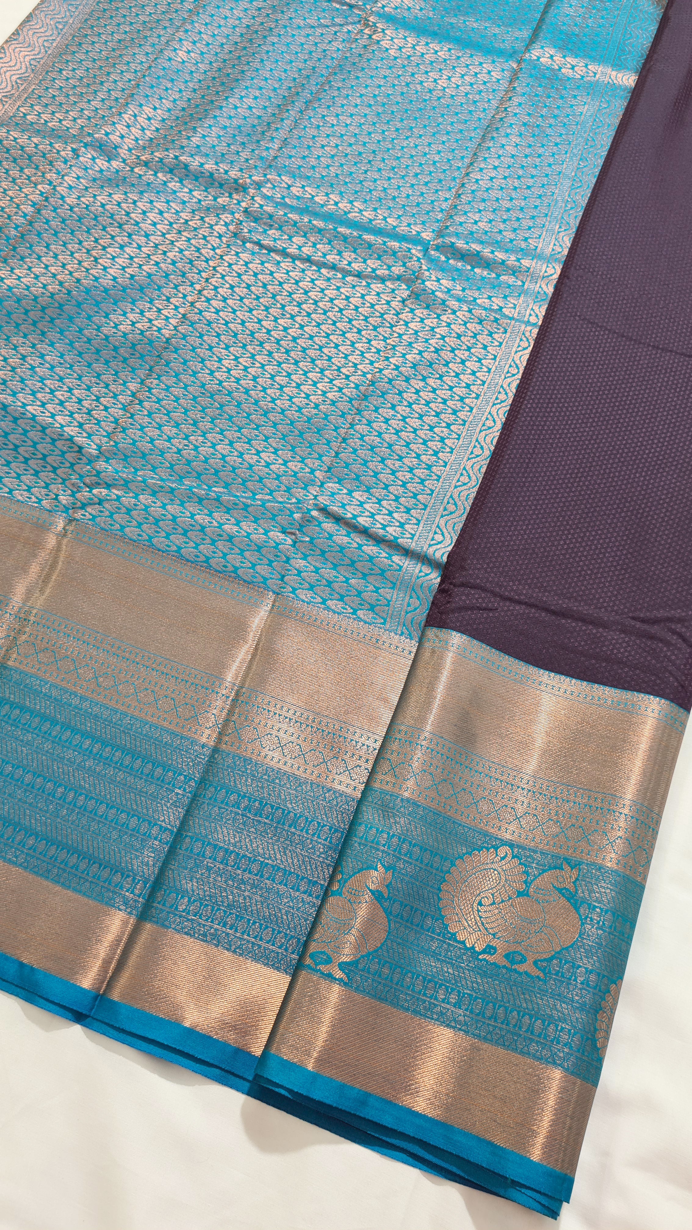 Kanchi Vegan Silk Saree with Contrast Blouse and Rich Jari Pallu