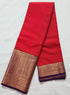 Kanchi Vegan Silk Saree with Contrast Blouse and Rich Jari Pallu