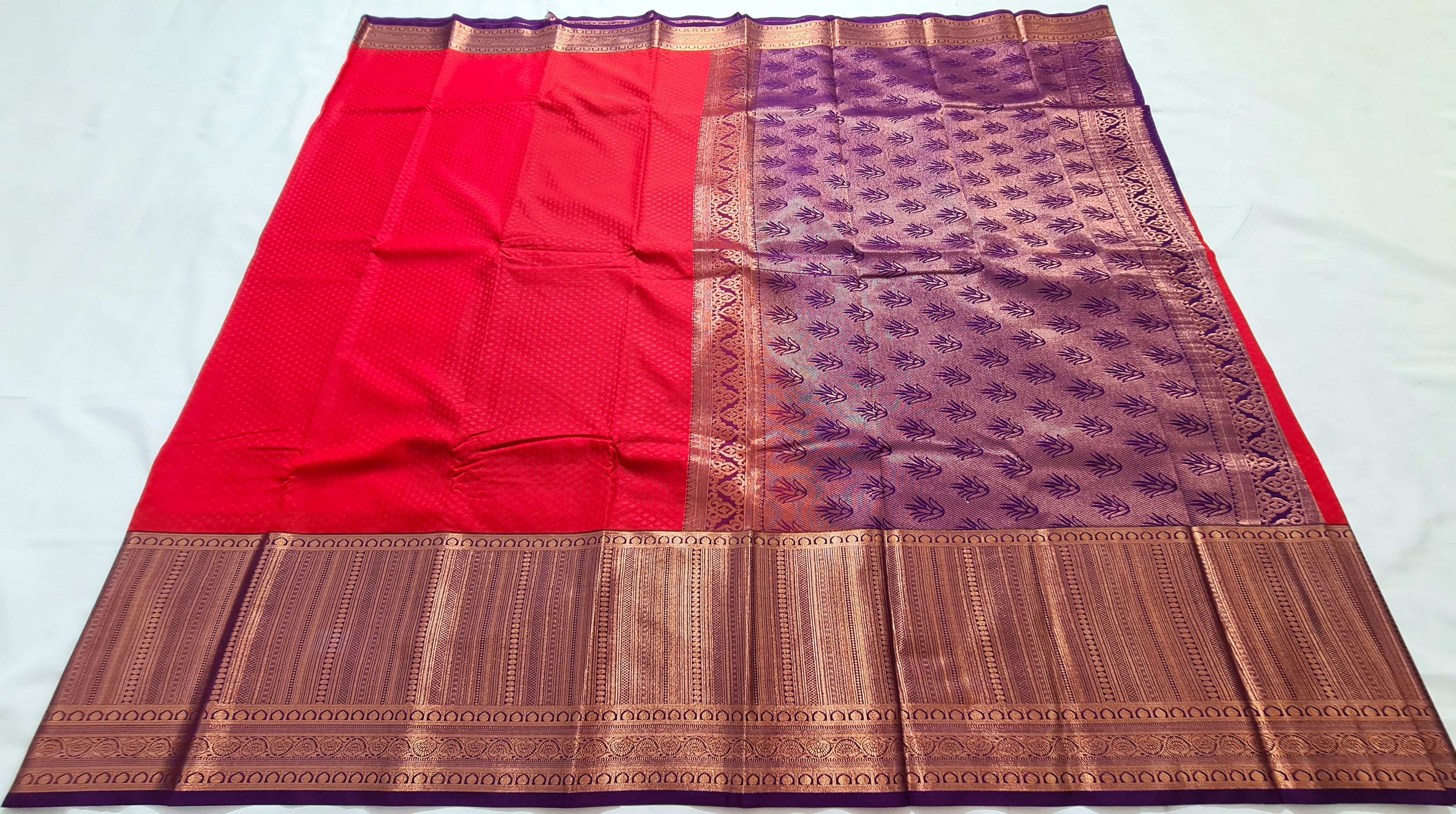 Kanchi Vegan Silk Saree with Contrast Blouse and Rich Jari Pallu