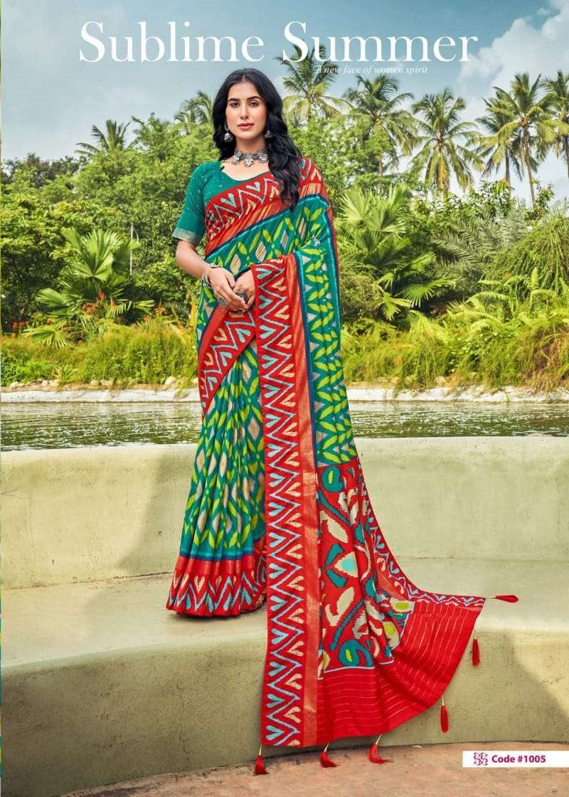 Shubh Shree Presents Sravanam Velvet Tusser Silk Sarees collection