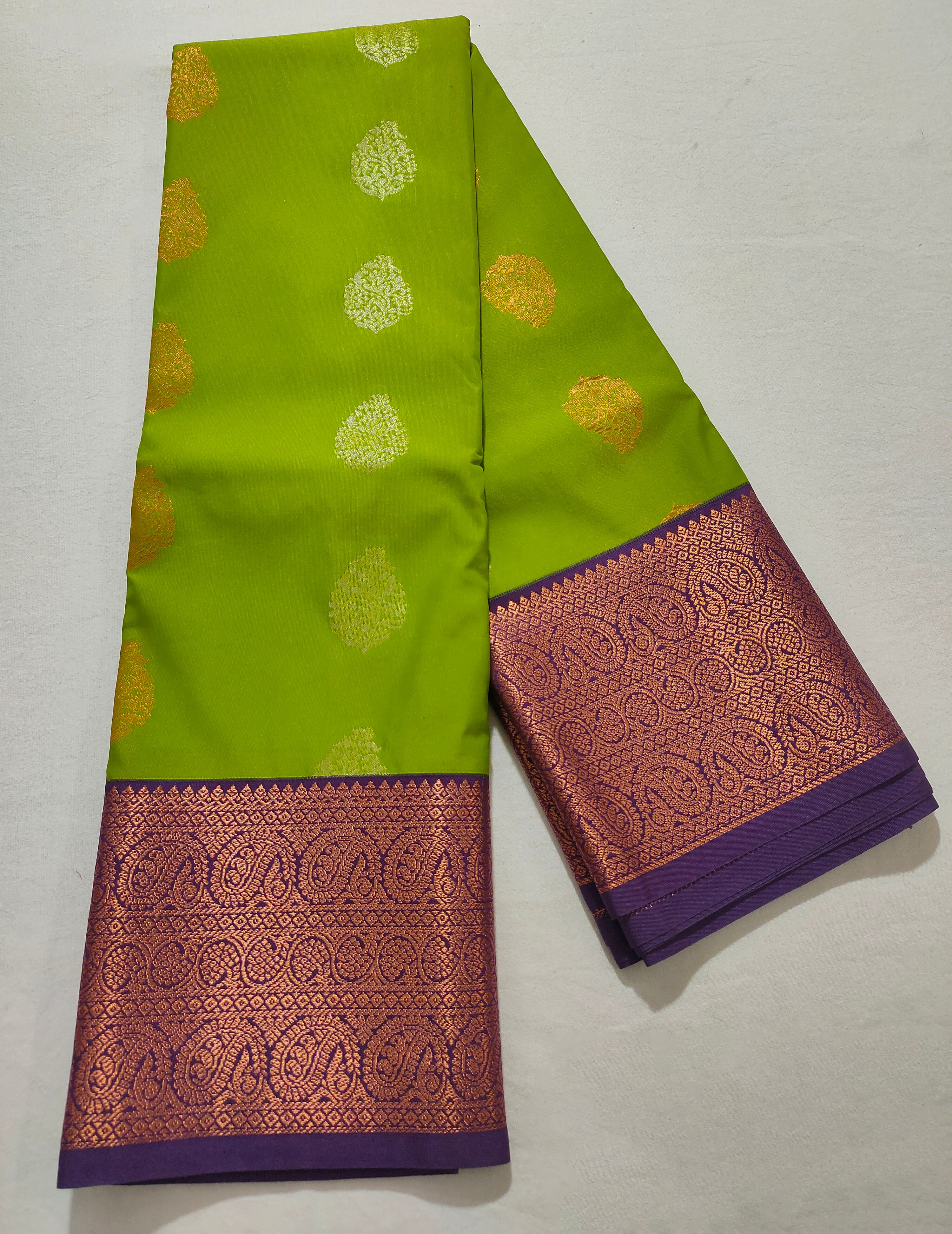 Kanchi Vegan Silk Saree With Contrast Blouse and Rich Jari Pallu