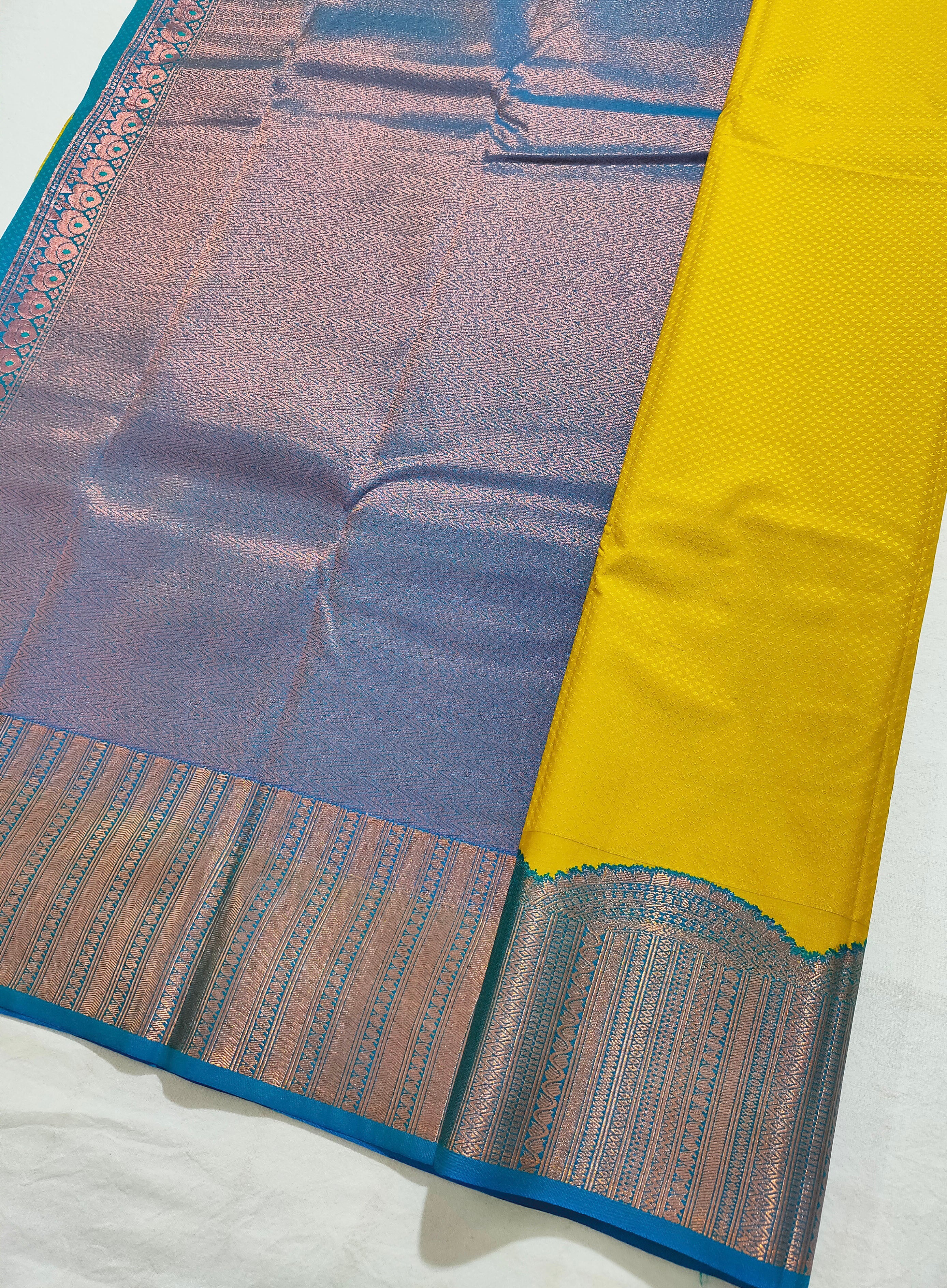 Kanchi Vegan Silk Saree With Contrast Blouse and Rich Jari Pallu