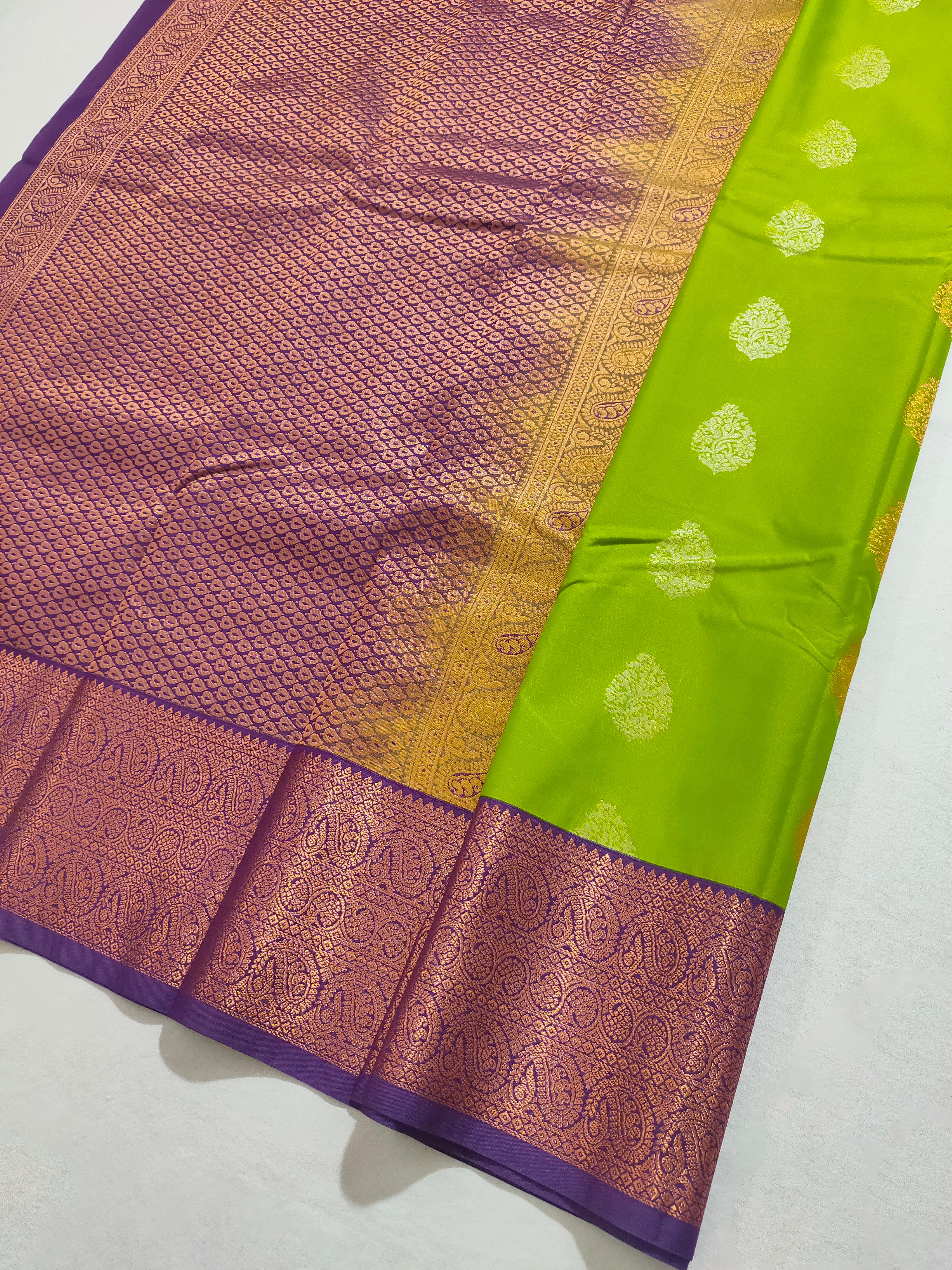 Kanchi Vegan Silk Saree With Contrast Blouse and Rich Jari Pallu