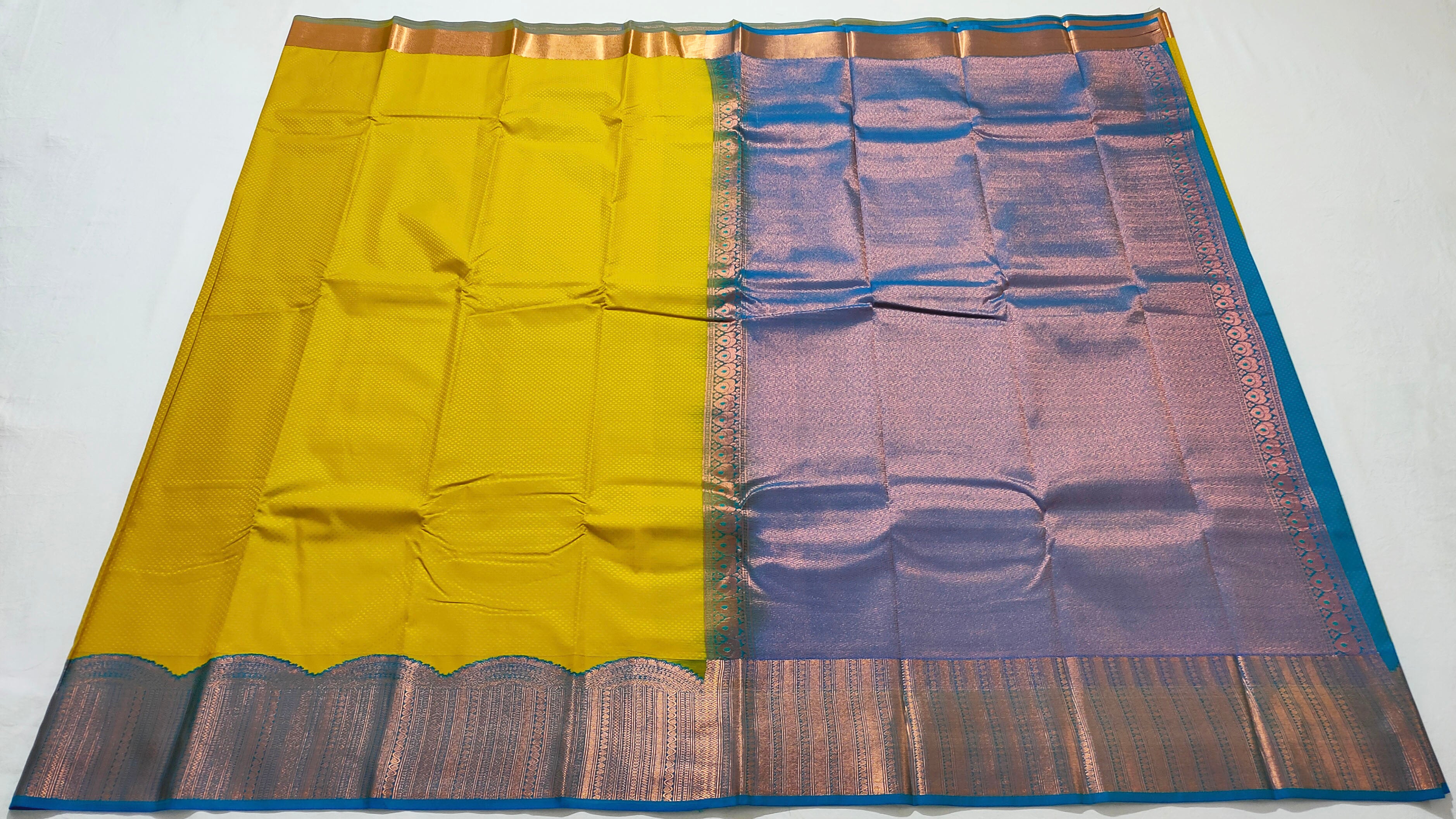 Kanchi Vegan Silk Saree With Contrast Blouse and Rich Jari Pallu