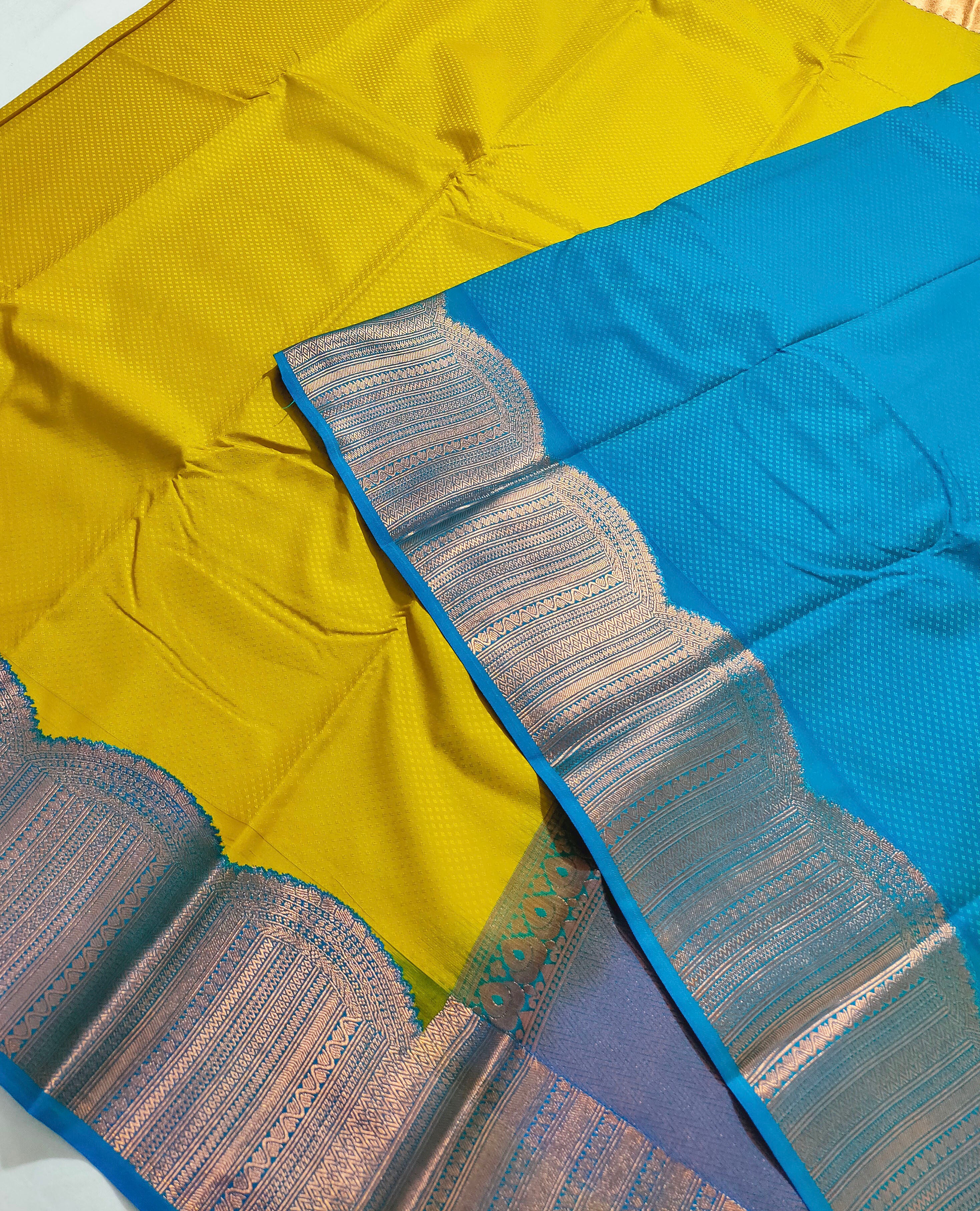 Kanchi Vegan Silk Saree With Contrast Blouse and Rich Jari Pallu
