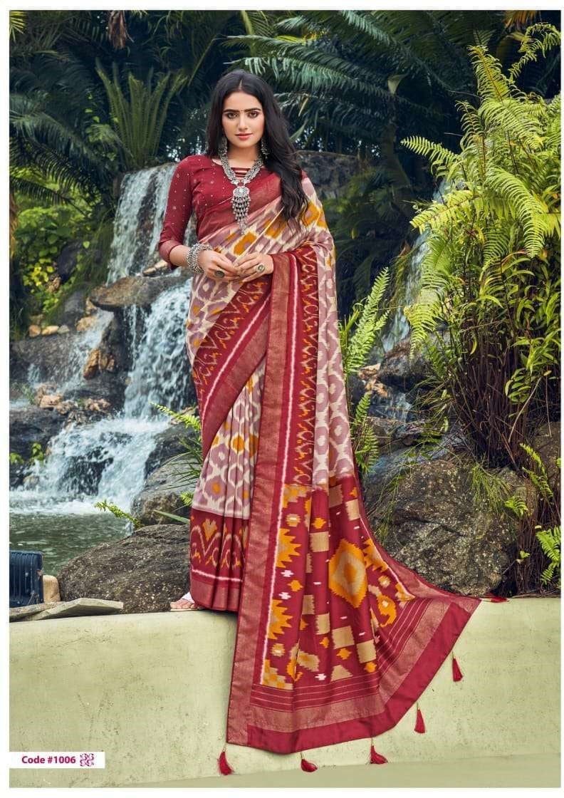 Shubh Shree Presents Sravanam Velvet Tusser Silk Sarees collection