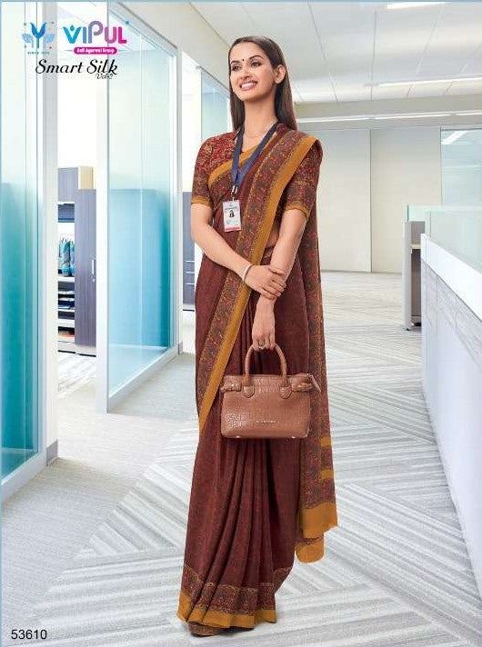 Vipul Presents Smart Silk Vol-2 Crape Printed Uniform style Sarees Collection