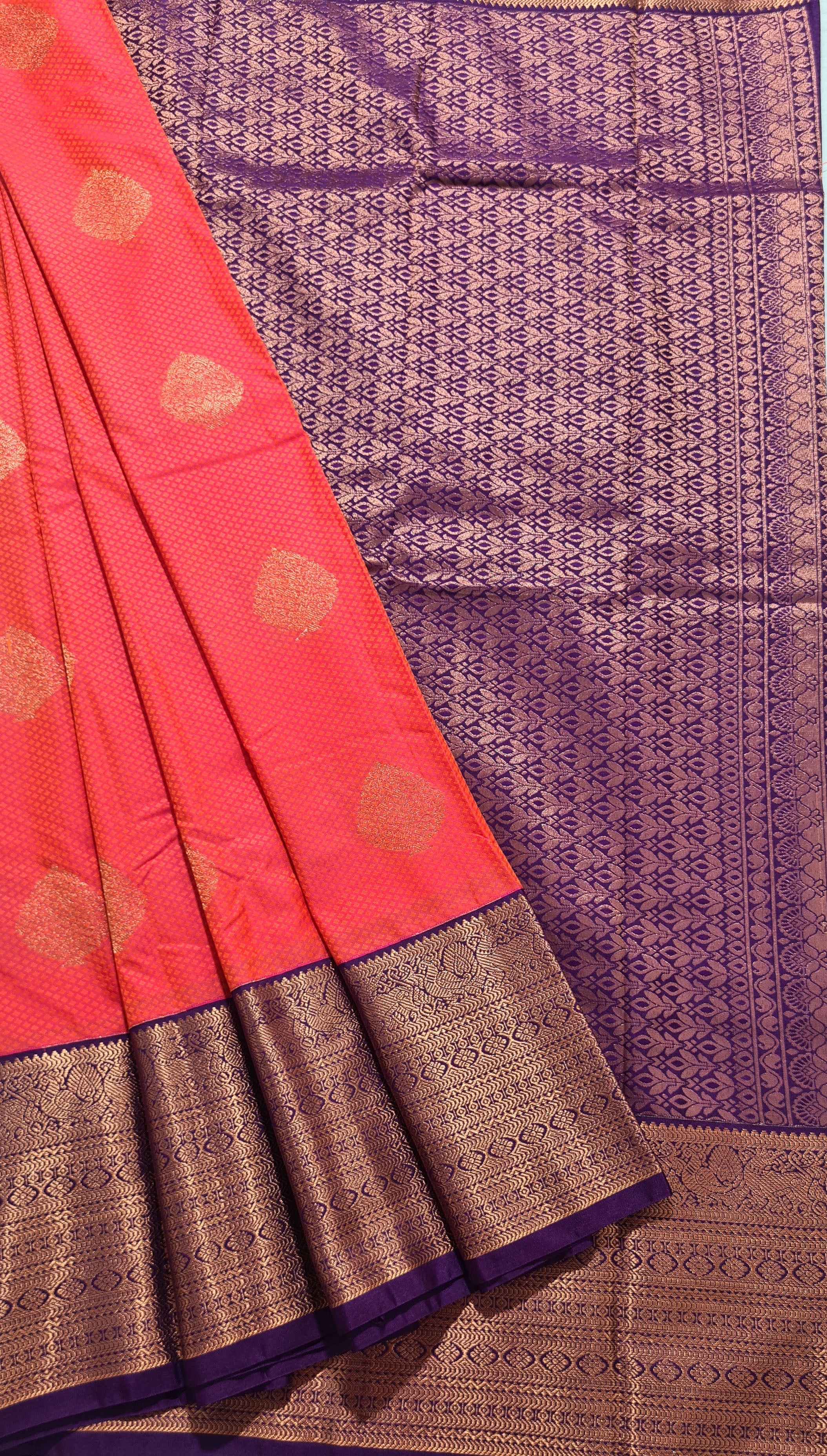 Kanchi Vegan Silk Saree With Contrast Blouse and Rich Jari Pallu