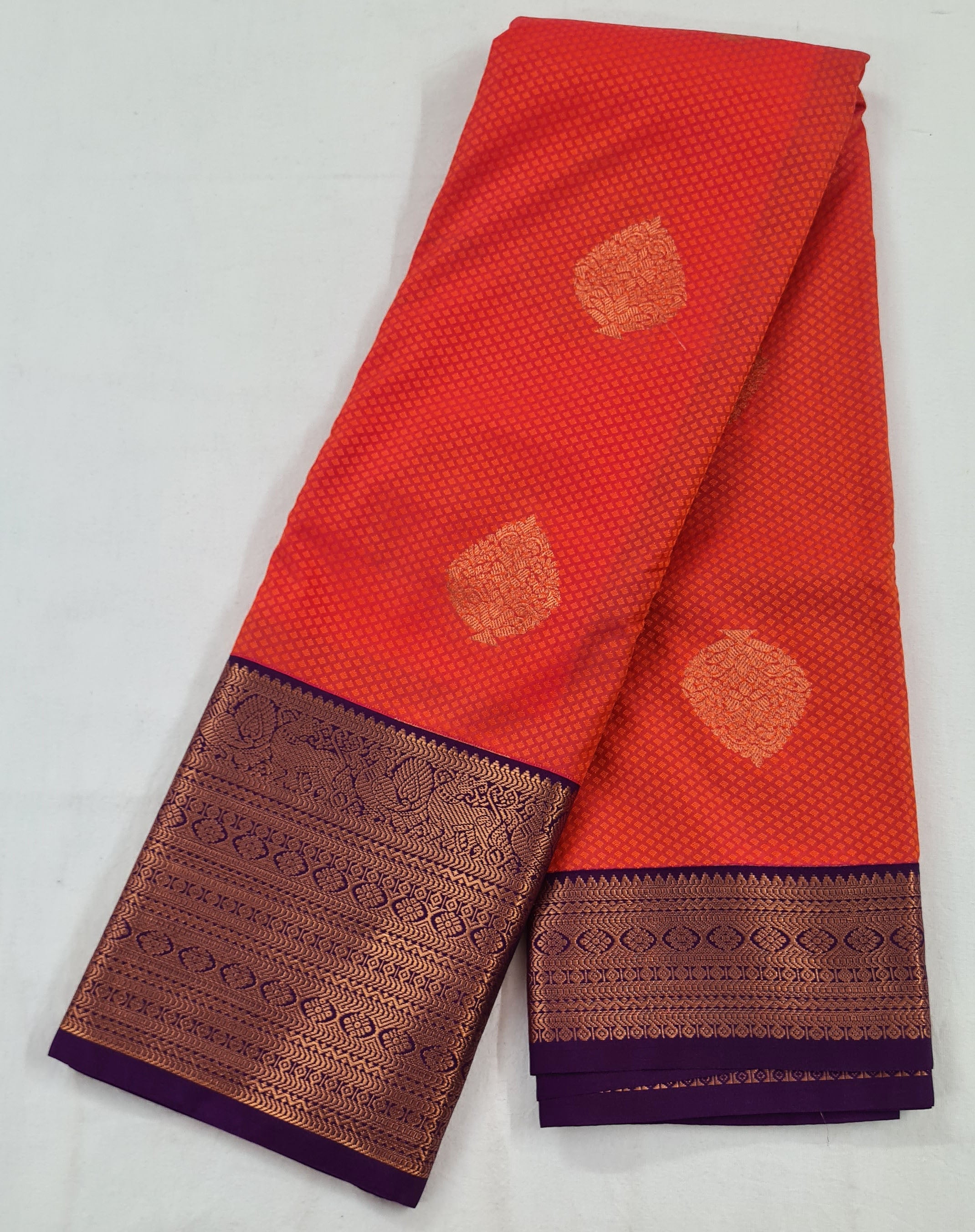 Kanchi Vegan Silk Saree With Contrast Blouse and Rich Jari Pallu