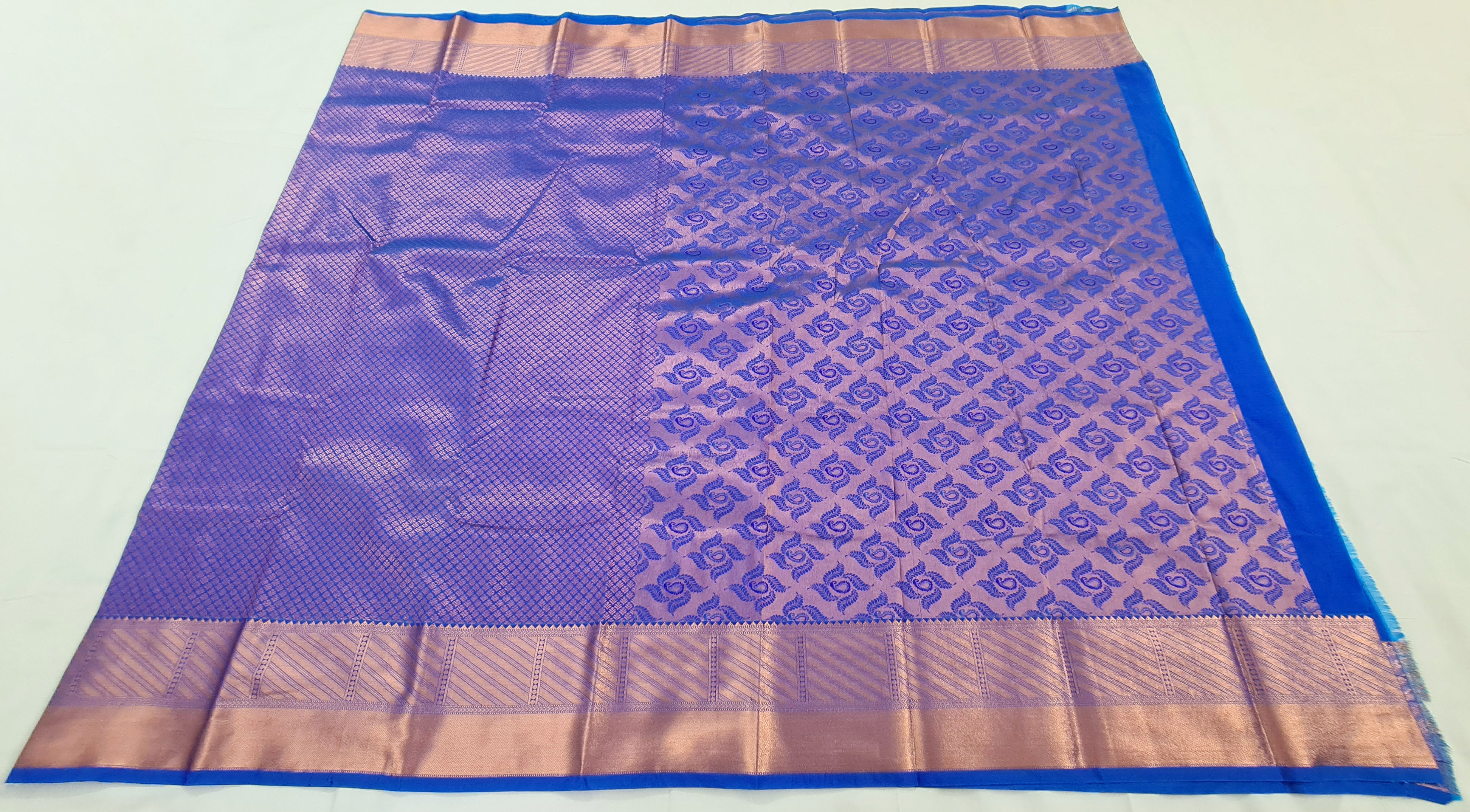 Kanchi Vegan Silk Saree With Contrast Blouse and Rich Jari Pallu