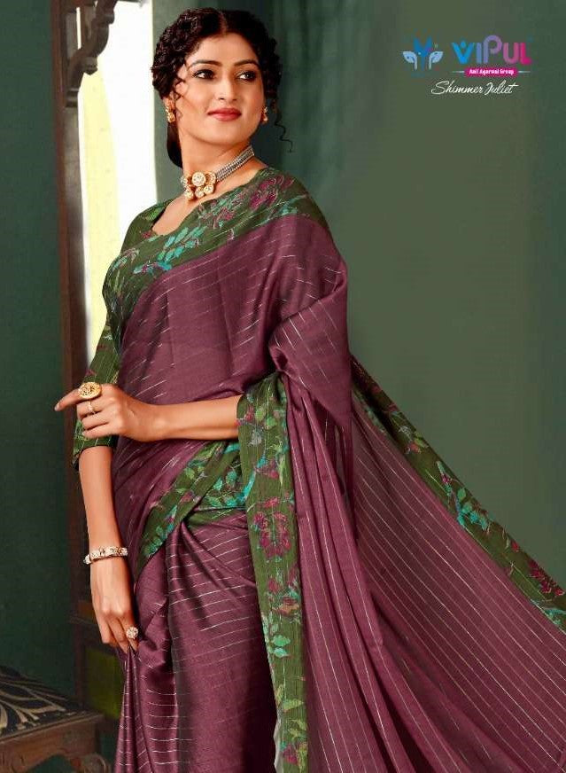 Vipul Presents Shimmer Juliet Chiffon Printed Sarees Collection