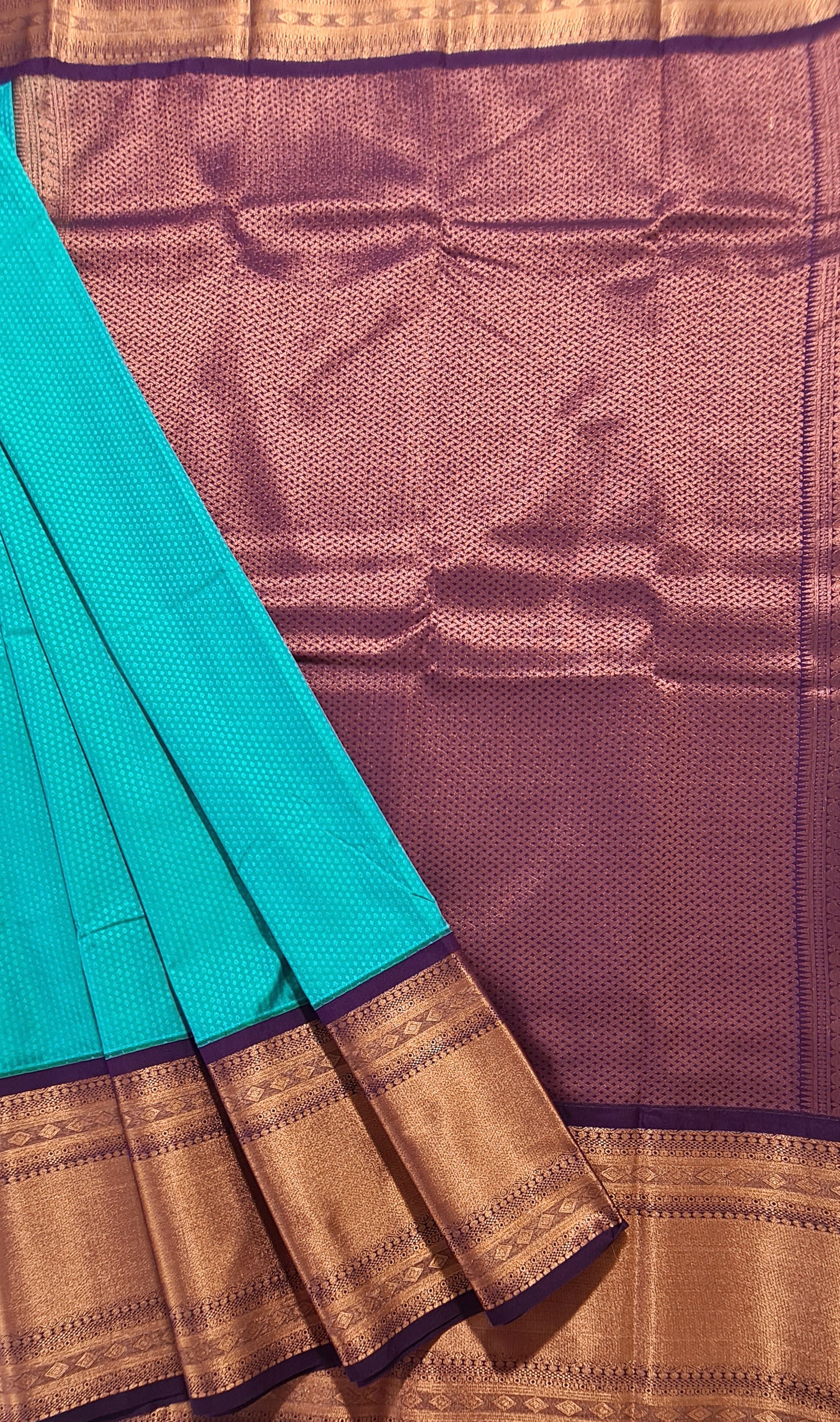 Kanchi Vegan Silk Saree With Contrast Blouse and Rich Jari Pallu