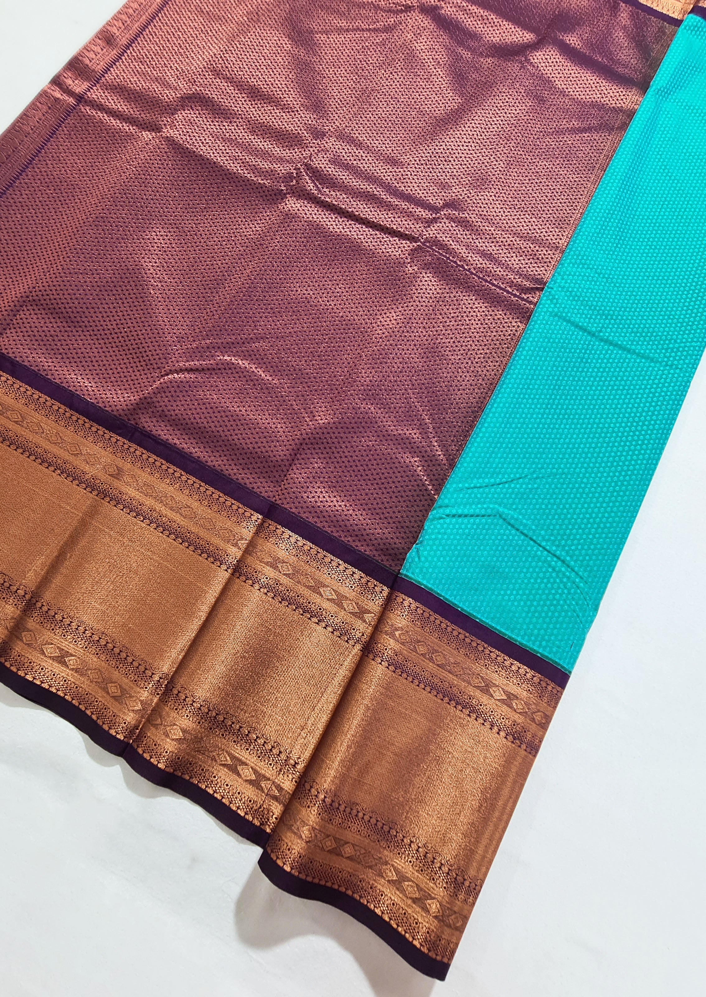 Kanchi Vegan Silk Saree With Contrast Blouse and Rich Jari Pallu