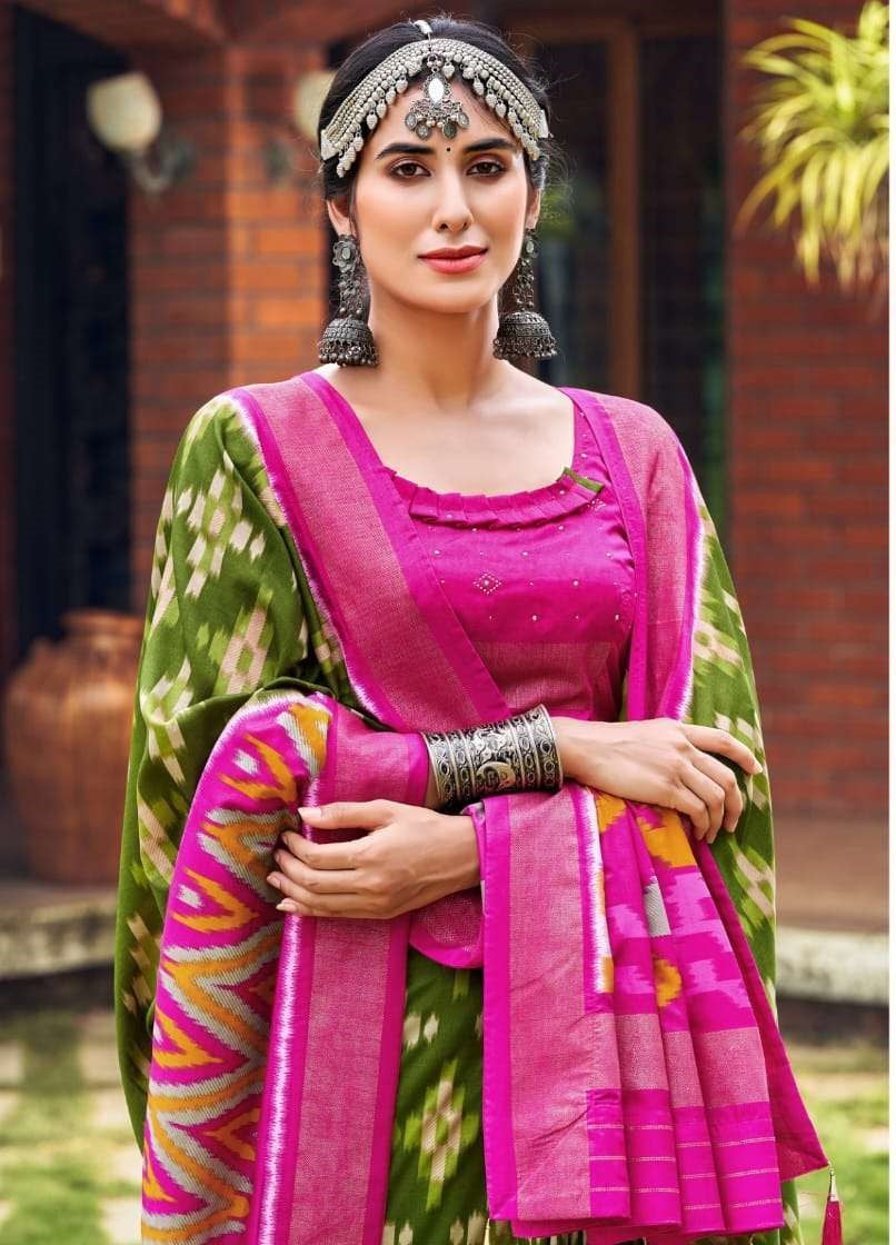 Shubh Shree Presents Sravanam Velvet Tusser Silk Sarees collection