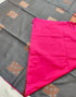 Kanchi Vegan Silk Saree With Contrast Blouse and Rich Jari Pallu