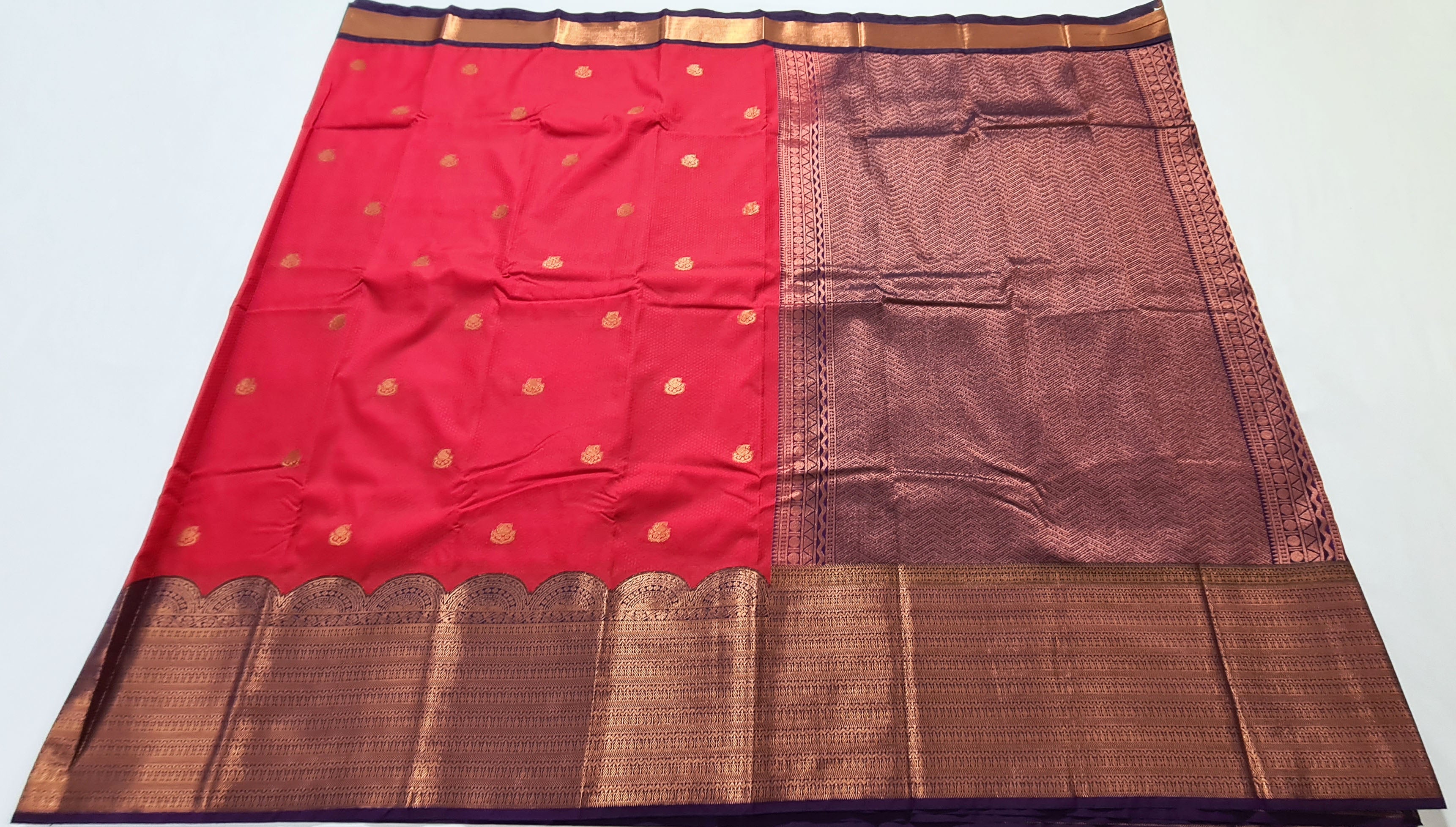 Kanchi Vegan Silk Saree With Contrast Blouse and Rich Jari Pallu