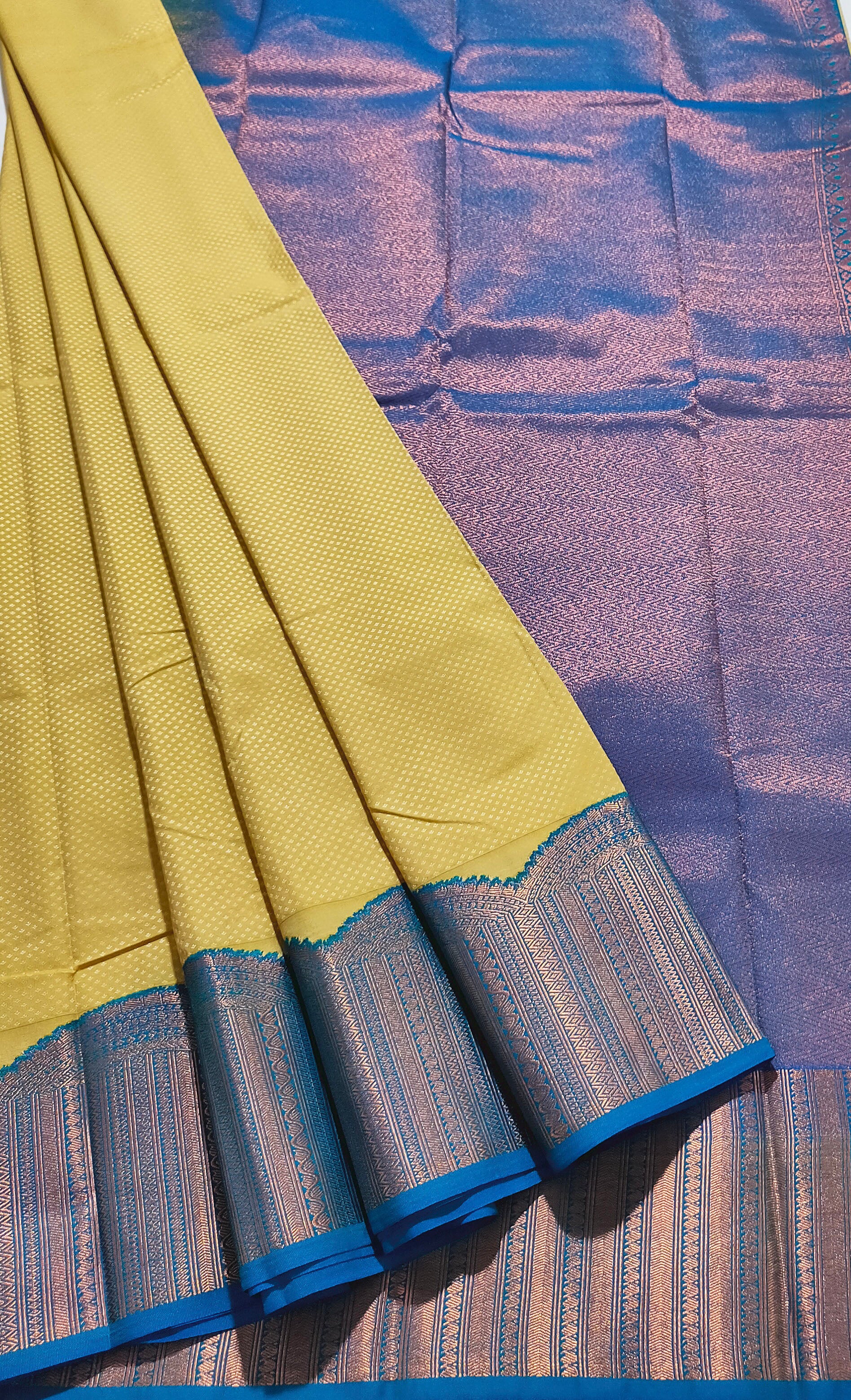 Kanchi Vegan Silk Saree With Contrast Blouse and Rich Jari Pallu