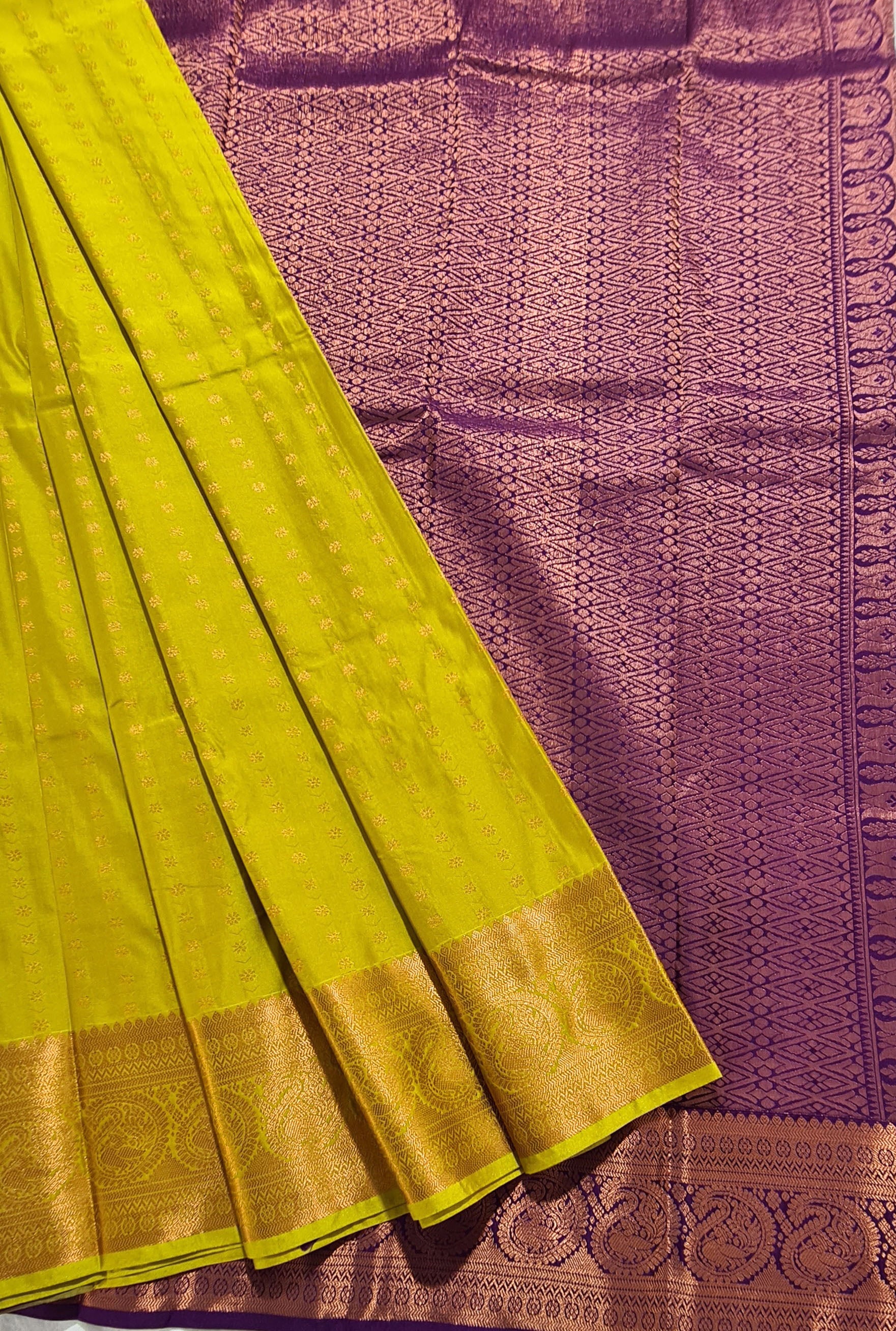 Kanchi Vegan Silk Saree With Contrast Blouse and Rich Jari Pallu