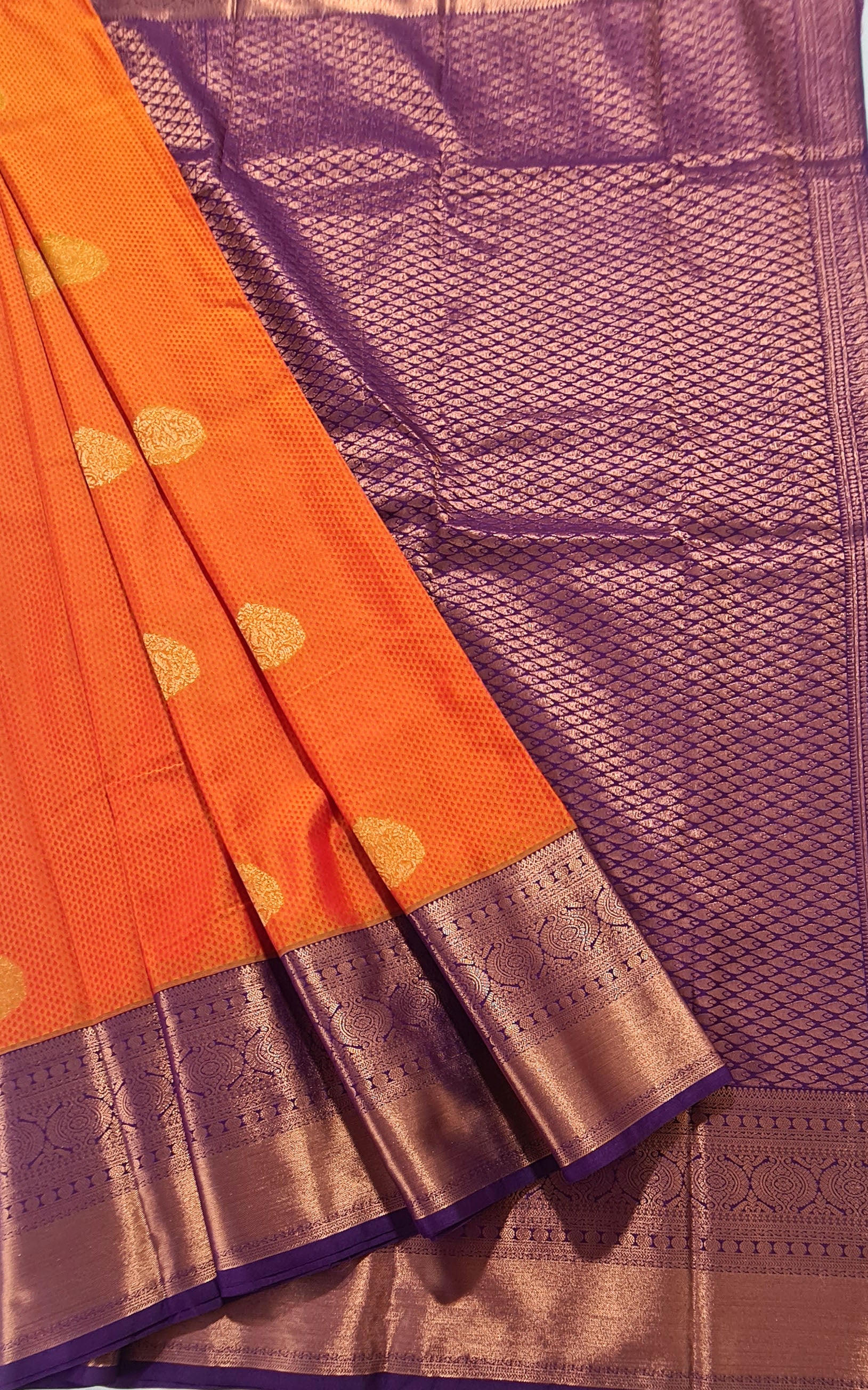 Kanchi Vegan Silk Saree With Contrast Blouse and Rich Jari Pallu