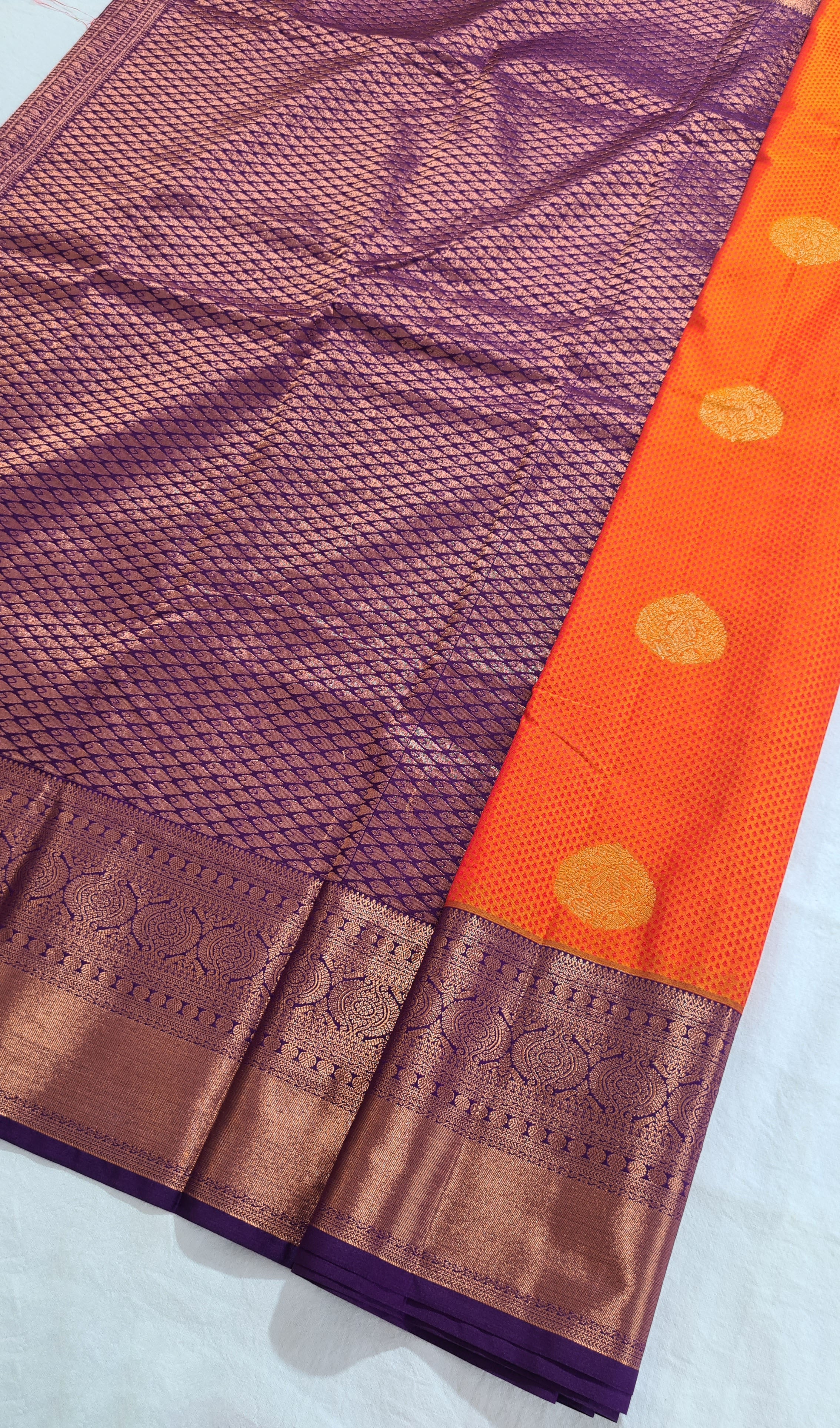 Kanchi Vegan Silk Saree With Contrast Blouse and Rich Jari Pallu
