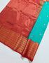 Kanchi Vegan Silk Saree With Contrast Blouse and Rich Jari Pallu