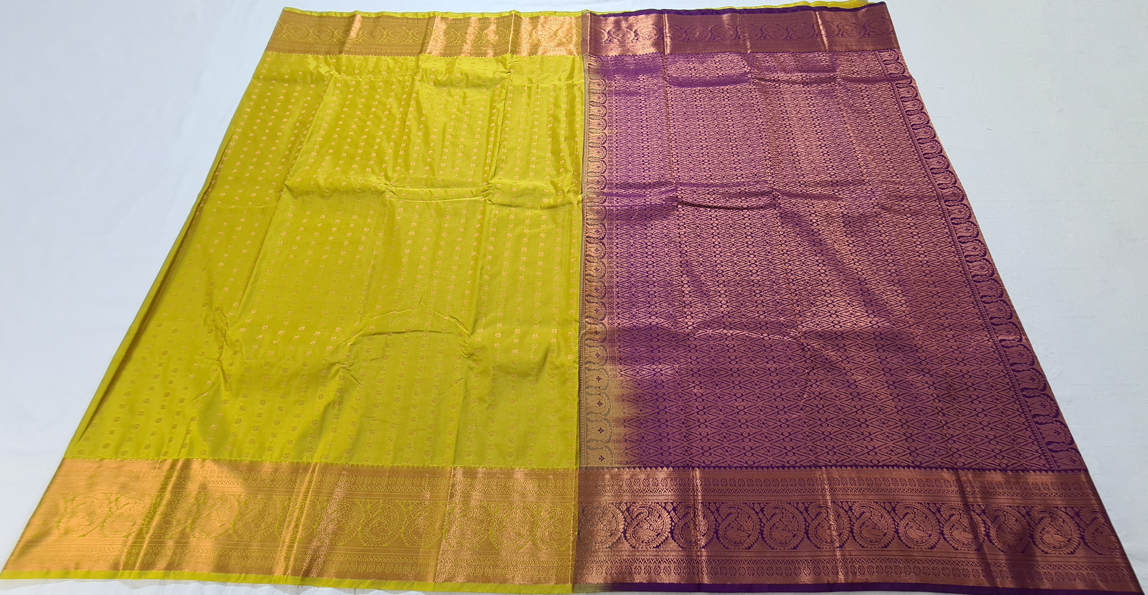 Kanchi Vegan Silk Saree With Contrast Blouse and Rich Jari Pallu
