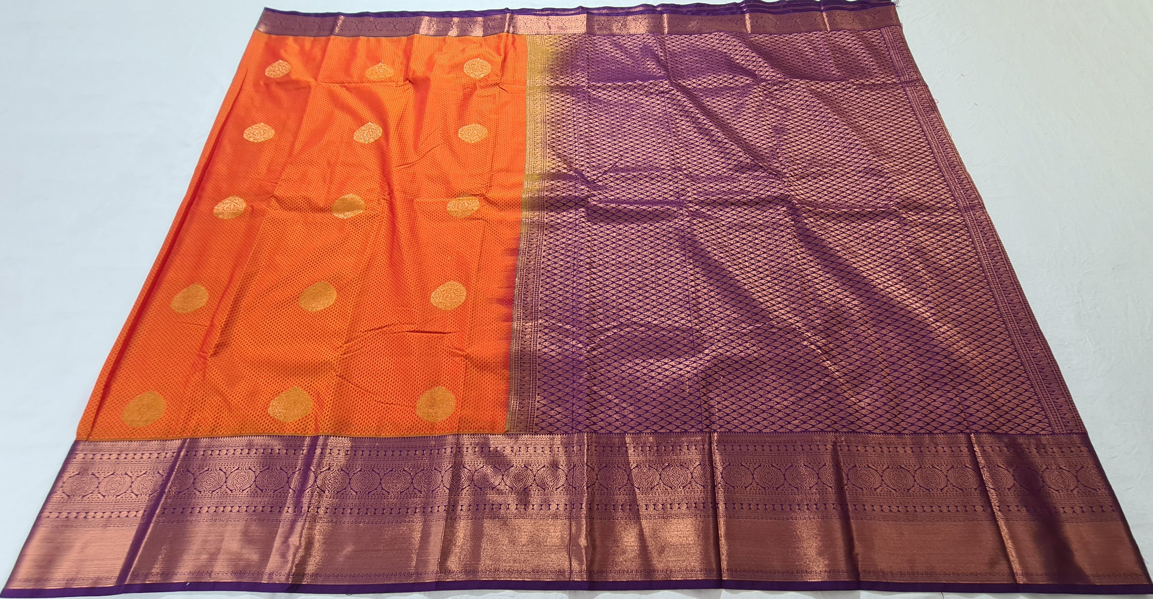 Kanchi Vegan Silk Saree With Contrast Blouse and Rich Jari Pallu