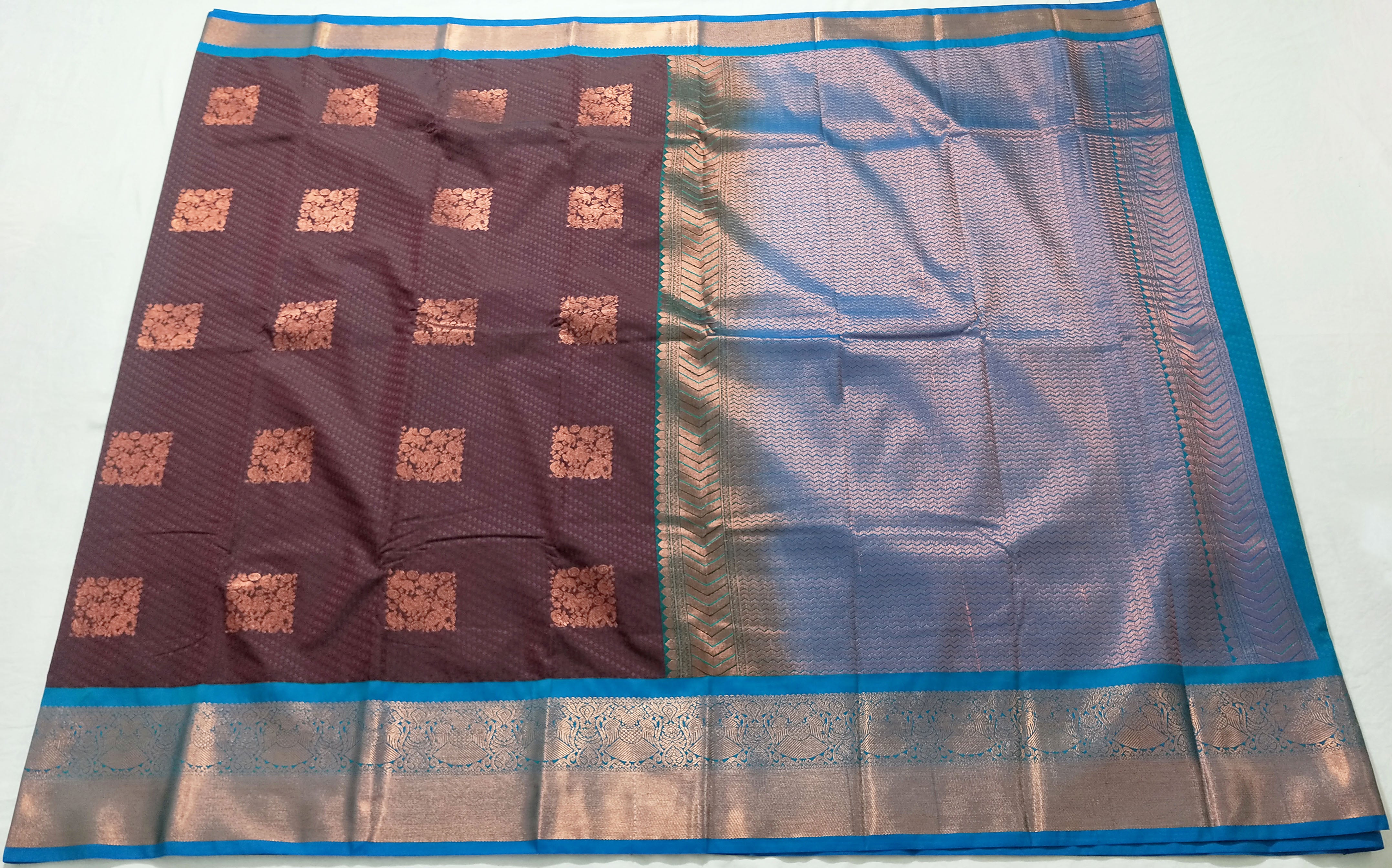 Kanchi Vegan Silk Saree With Contrast Blouse and Rich Jari Pallu