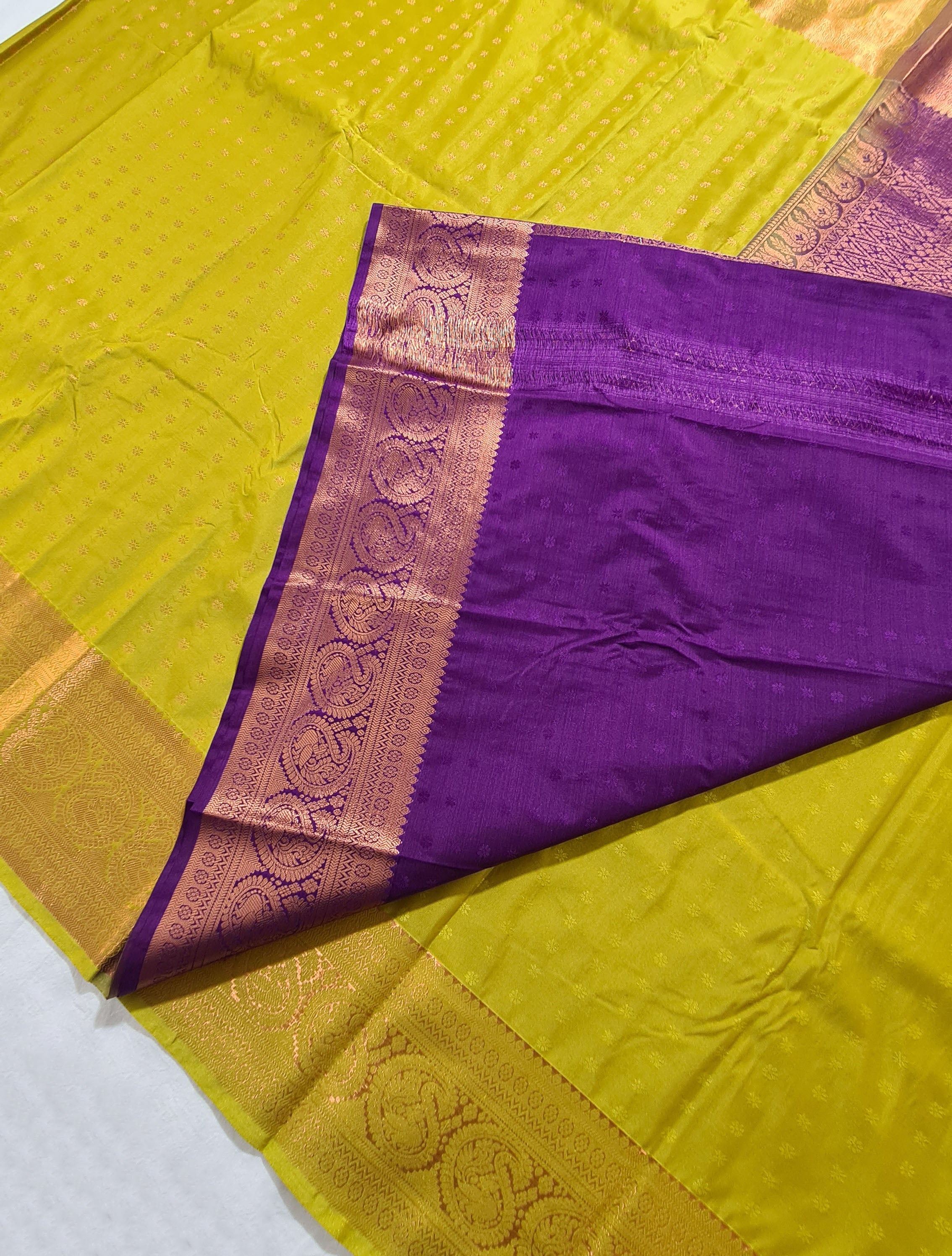 Kanchi Vegan Silk Saree With Contrast Blouse and Rich Jari Pallu