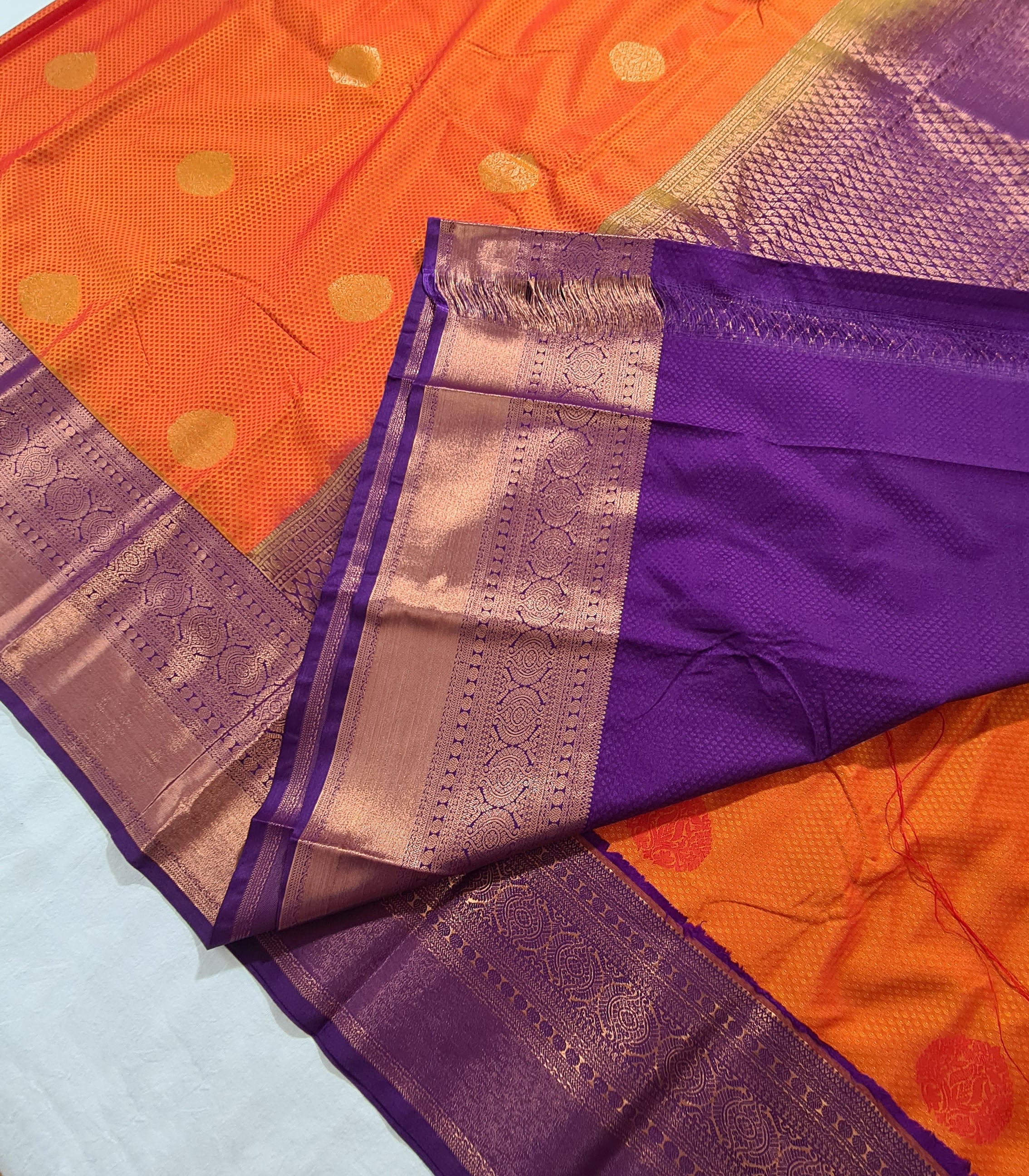 Kanchi Vegan Silk Saree With Contrast Blouse and Rich Jari Pallu