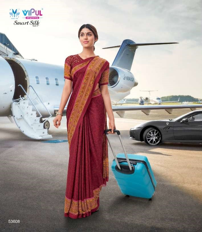 Vipul Presents Smart Silk Vol-2 Crape Printed Uniform style Sarees Collection