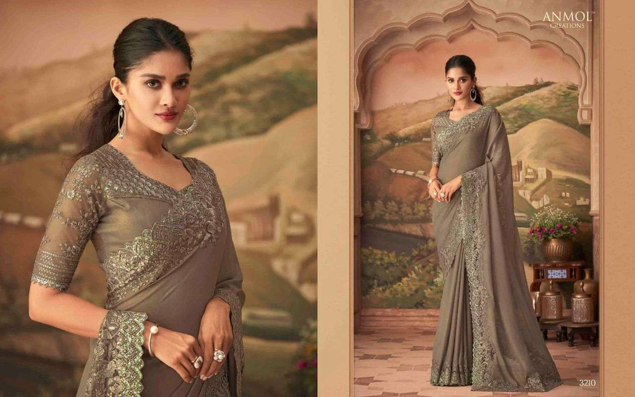 ANMOL PRESENTS SHADES  DESIGNER BORDER AND BLOUSE CONCECPT PARTYWEAR SAREES