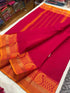 Kanchipuram pure cotton saree with lined pallu
