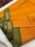 Zari border Kanchipuram pure cotton saree with lined pallu