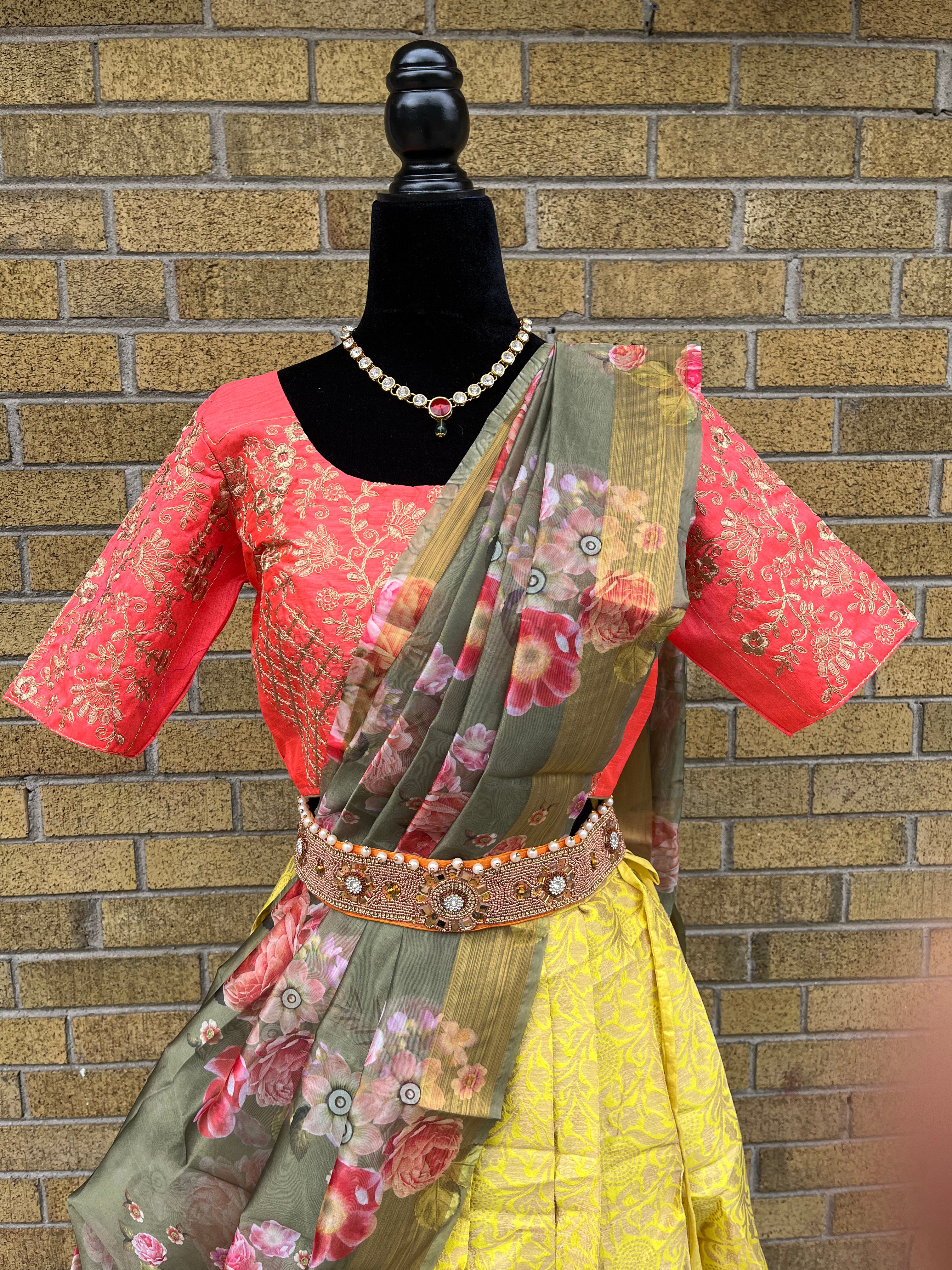 Fully stitched half saree or Lehenga  set