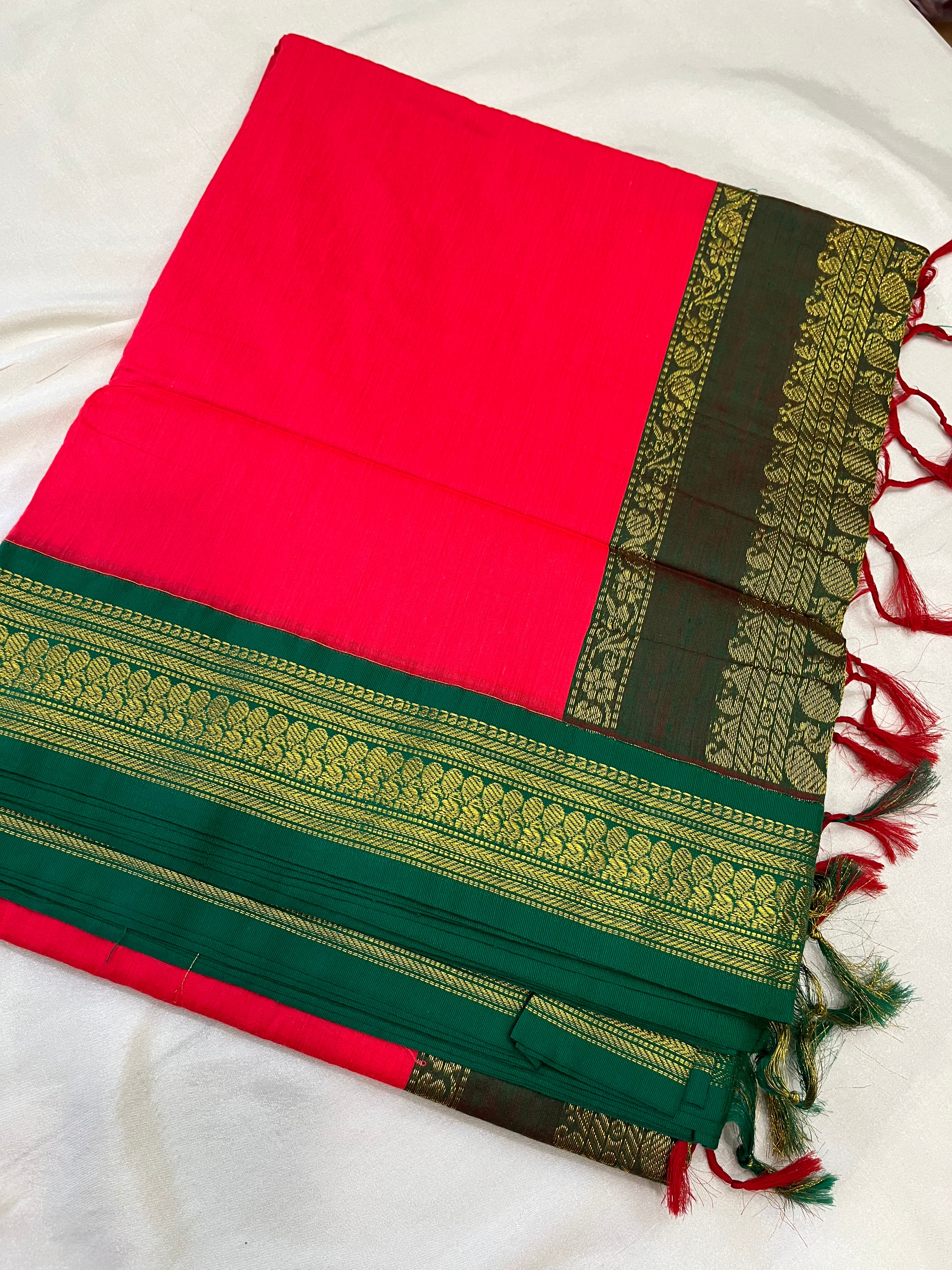 Kalyani  cotton saree with contrast Blouse